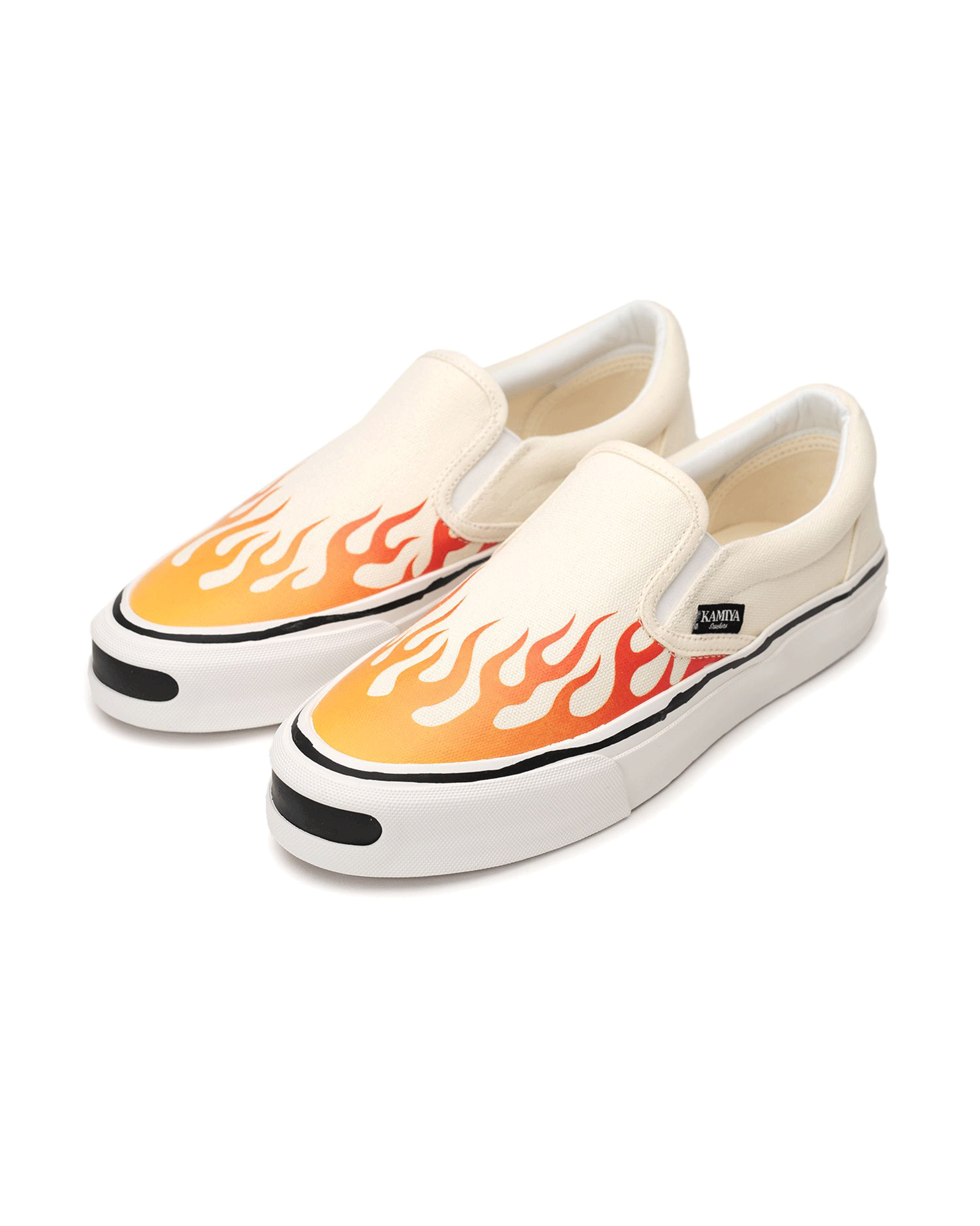 KAMIYA・カミヤ - ローカットスニーカー "CORNELL" FIRE PATTERN VULCANIZED SNEAKER / WHITE