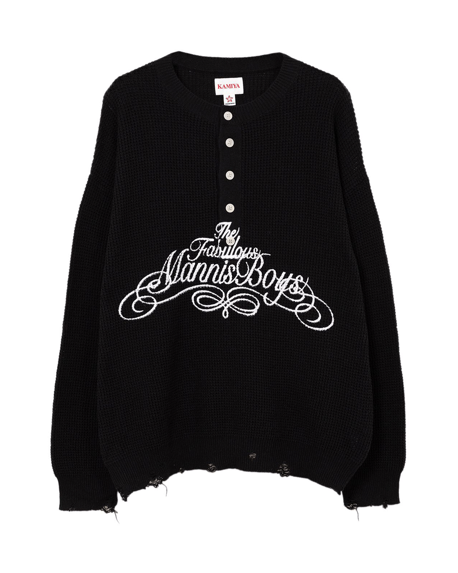 HENRY NECK KNIT PULLOVER  / BLACK