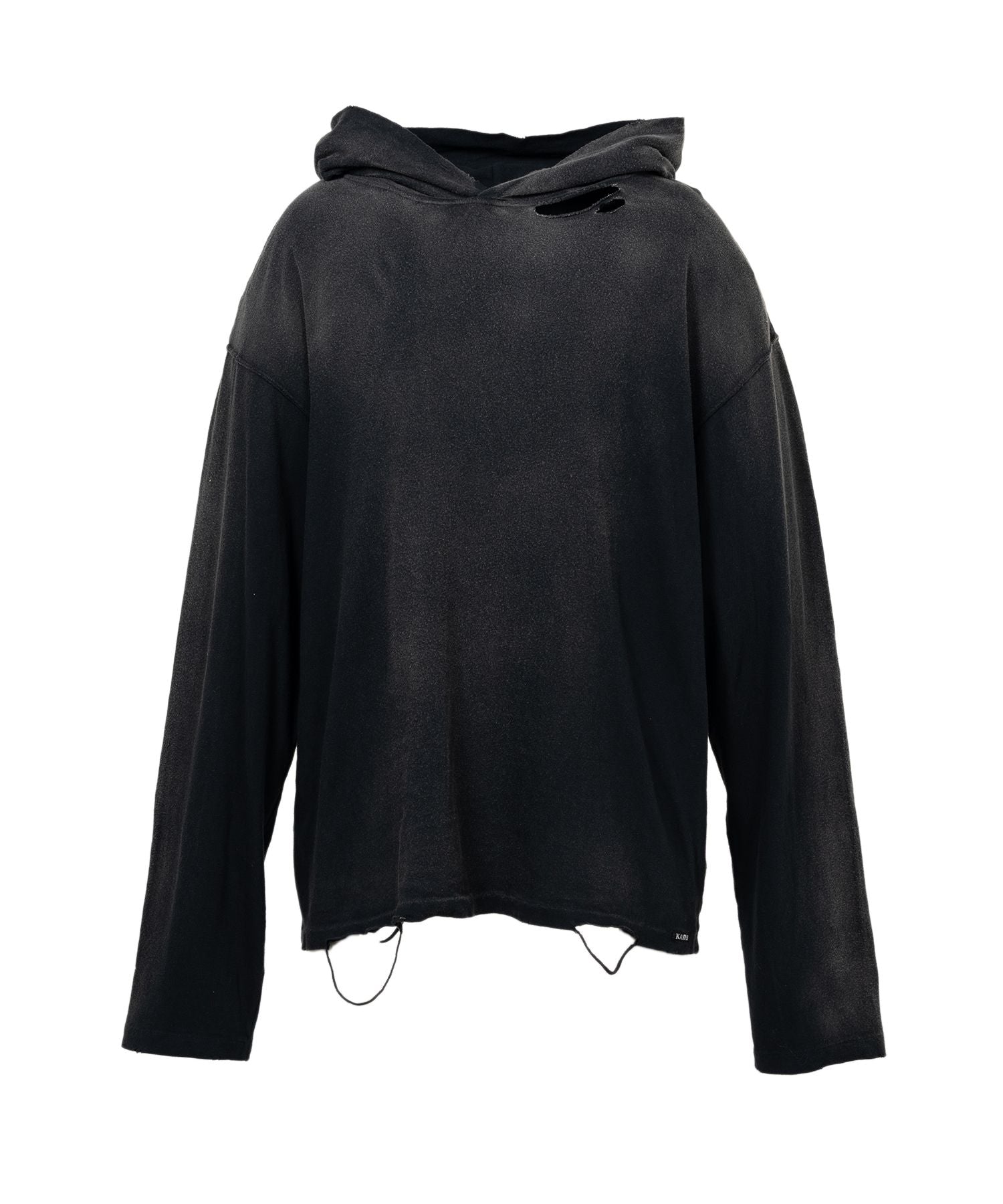 DISTRESSED LIGHTWEIGHT HOODIE / BLACK