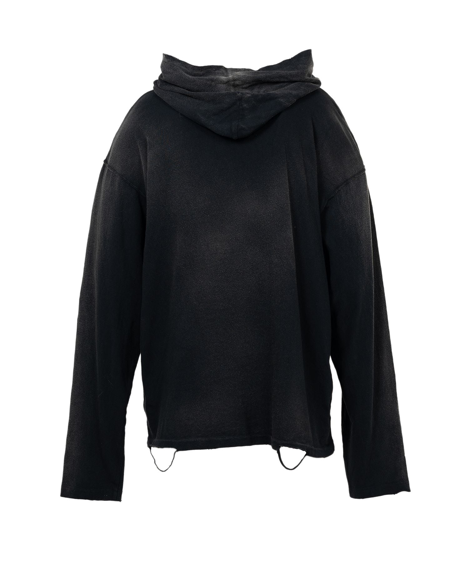 KAMIYA・Kamiya -  DISTRESSED LIGHTWEIGHT HOODIE / BLACK