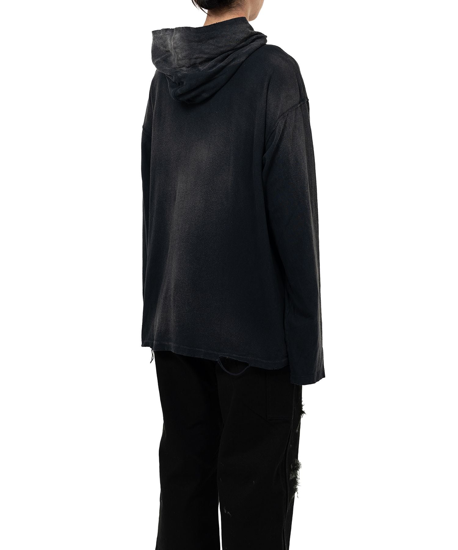 KAMIYA・Kamiya -  DISTRESSED LIGHTWEIGHT HOODIE / BLACK
