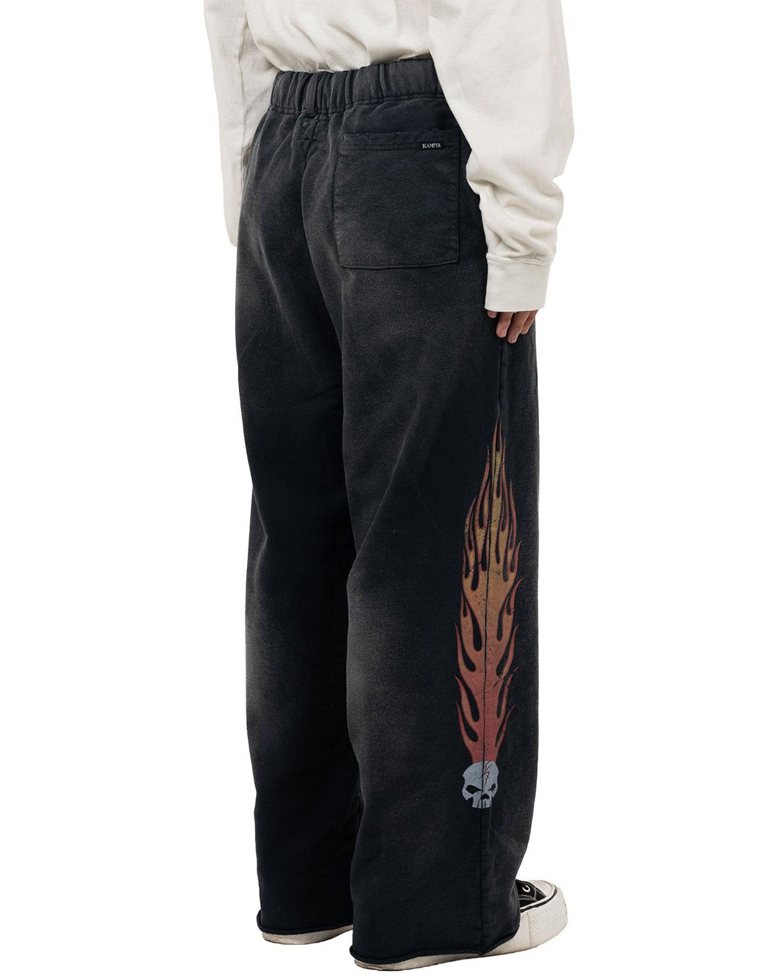 KAMIYA・Kamiya -  FLAME DISTRESSED SWEAT PANTS / BLACK