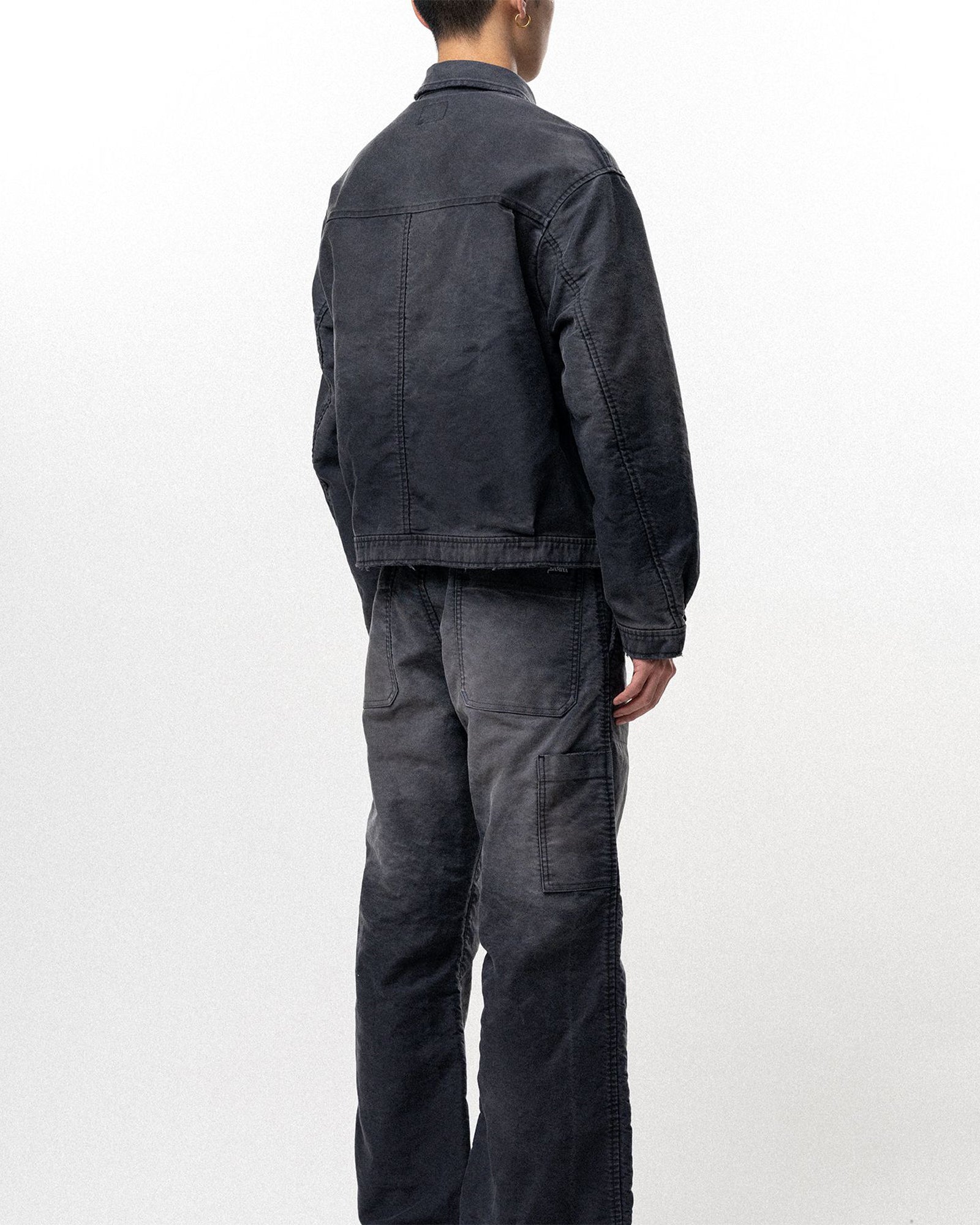 KAMIYA (カミヤ) SS26 DISTRESSED MOLESKIN WORK JACKET / BLACK