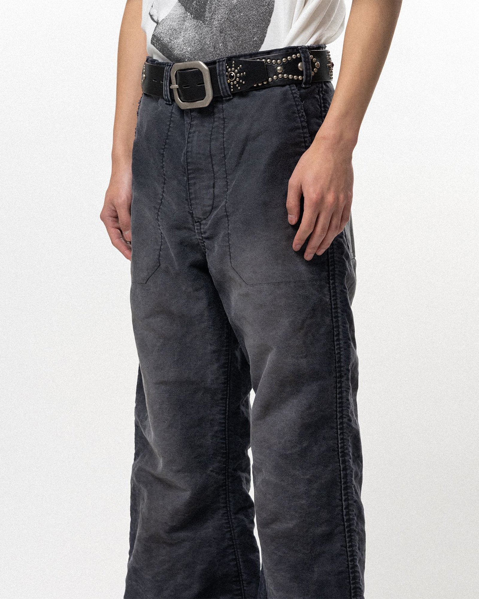 KAMIYA・カミヤ - その他パンツ DISTRESSED MOLESKIN WORK PANTS / BLACK