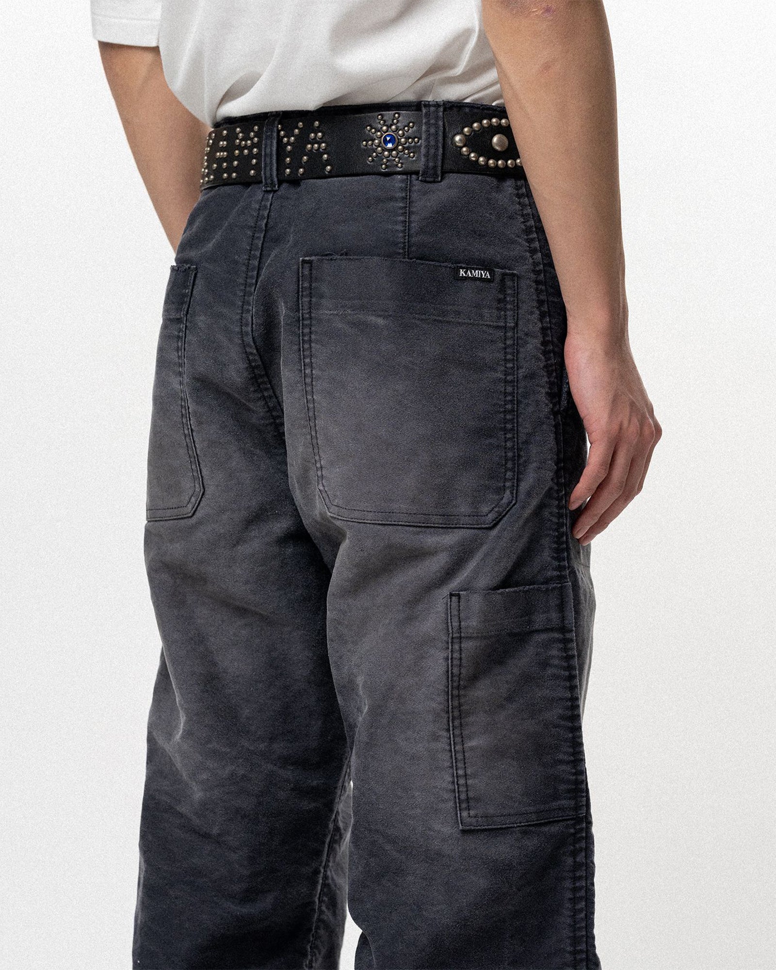 KAMIYA・カミヤ - その他パンツ DISTRESSED MOLESKIN WORK PANTS / BLACK