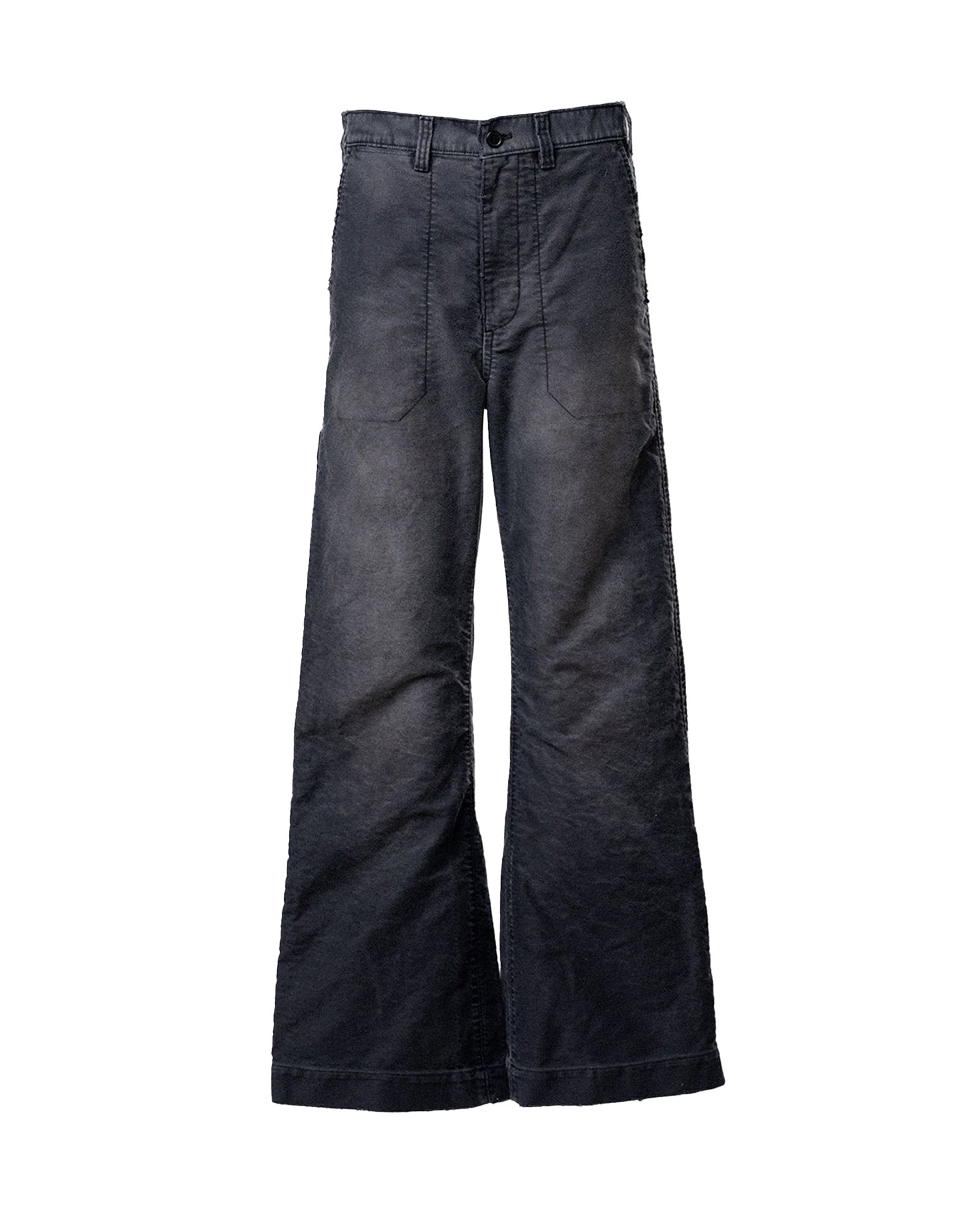 DISTRESSED MOLESKIN WORK PANTS / BLACK