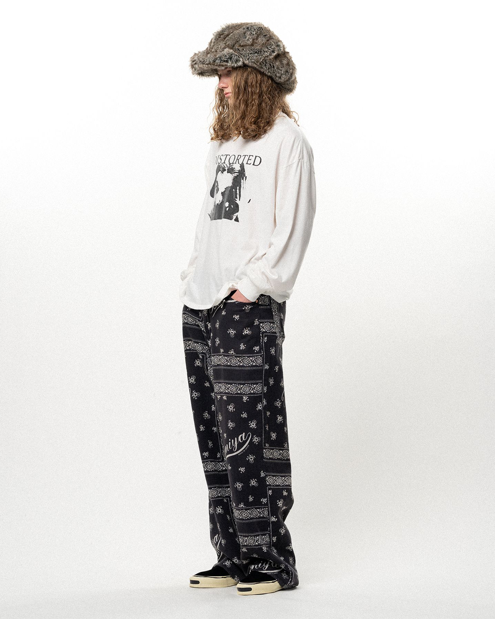 KAMIYA・カミヤ - L/S Tシャツ DISTORTED GIRL L/S TEE T/C / WHITE