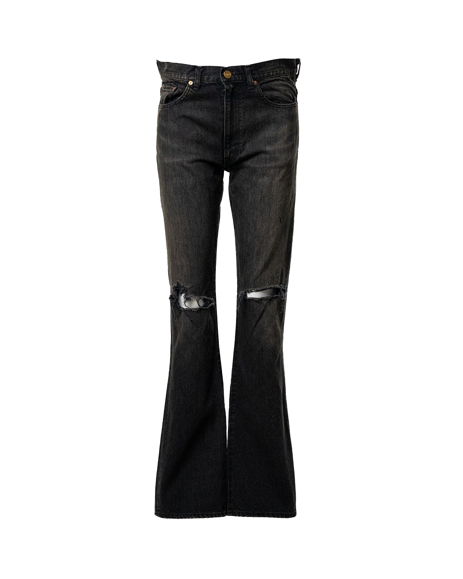 KAMIYA・Kamiya -  DISTRESSED SLIM BOOTCUT JEANS / BLACK