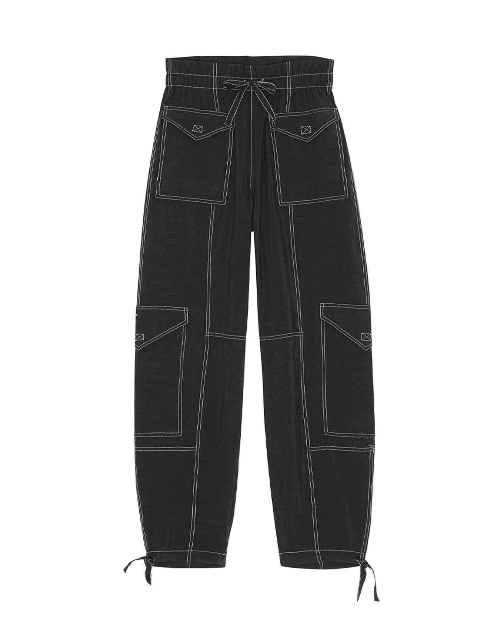 GANNI / ガニー / LIGHT SLUB HIGH WAIST POCKET PANTS / BLACK