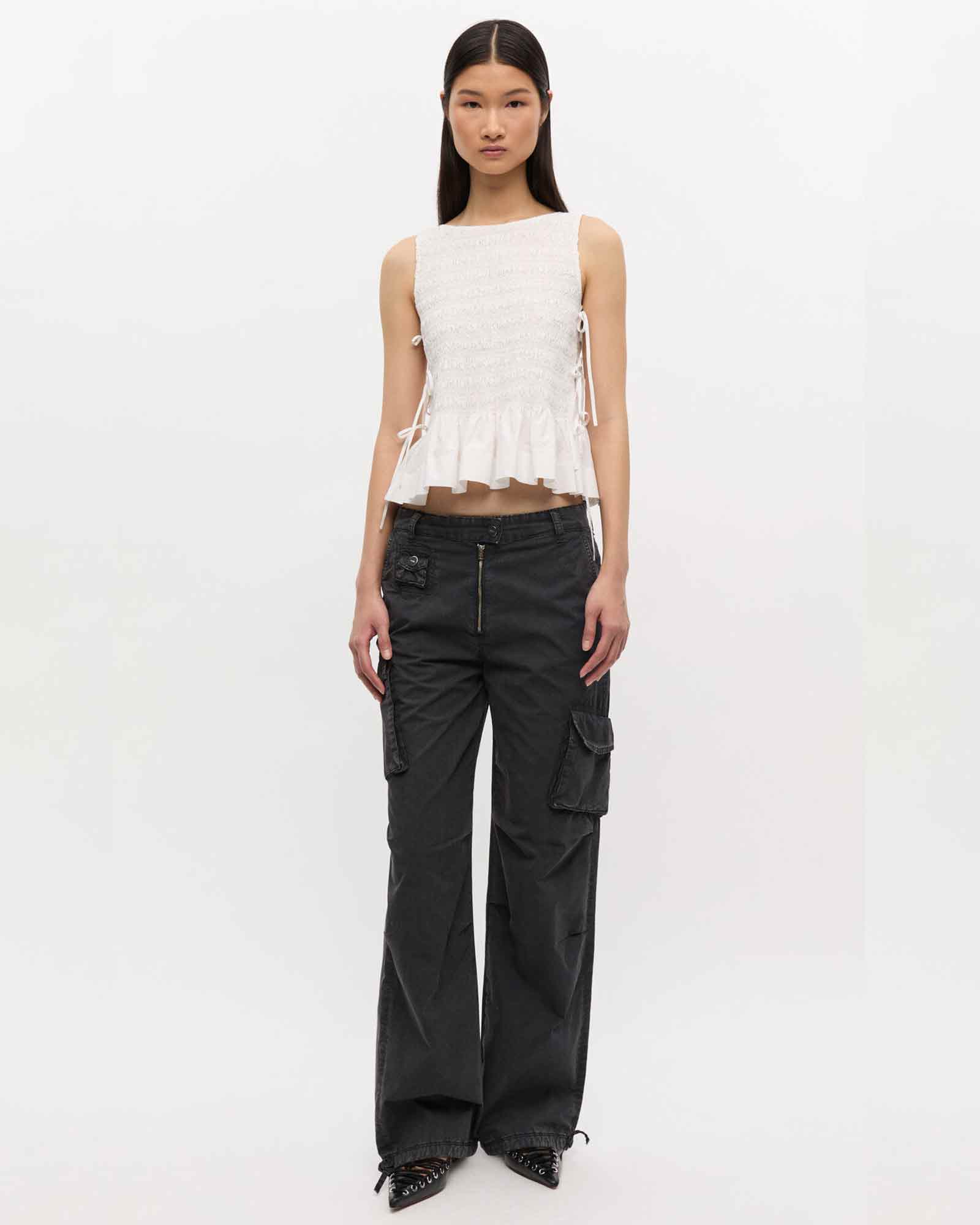 GANNI・ガニー - その他パンツ WASHED COTTON TWILL PANTS / PHANTOM