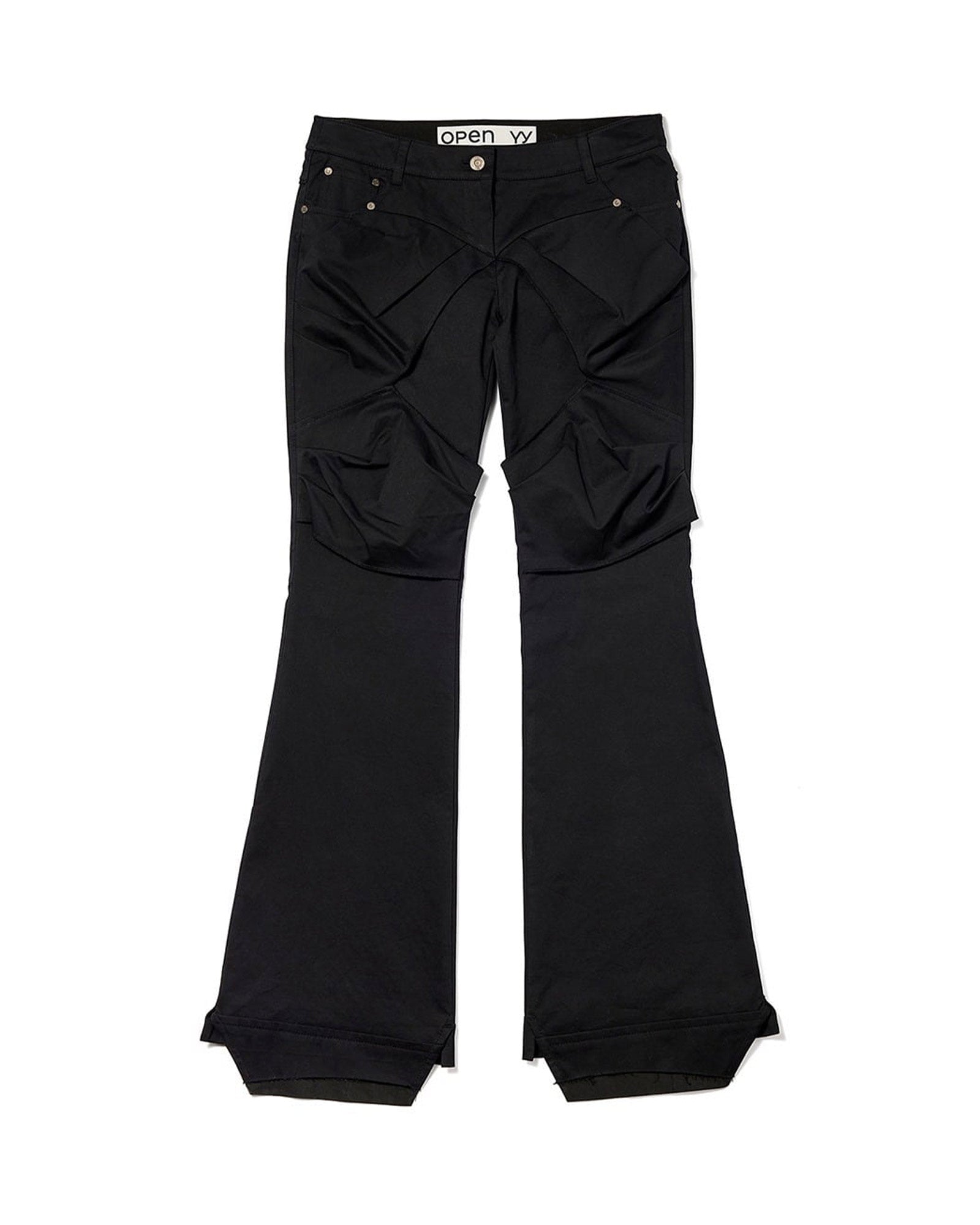 GATHERED BOOTCUT PANTS / BLACK