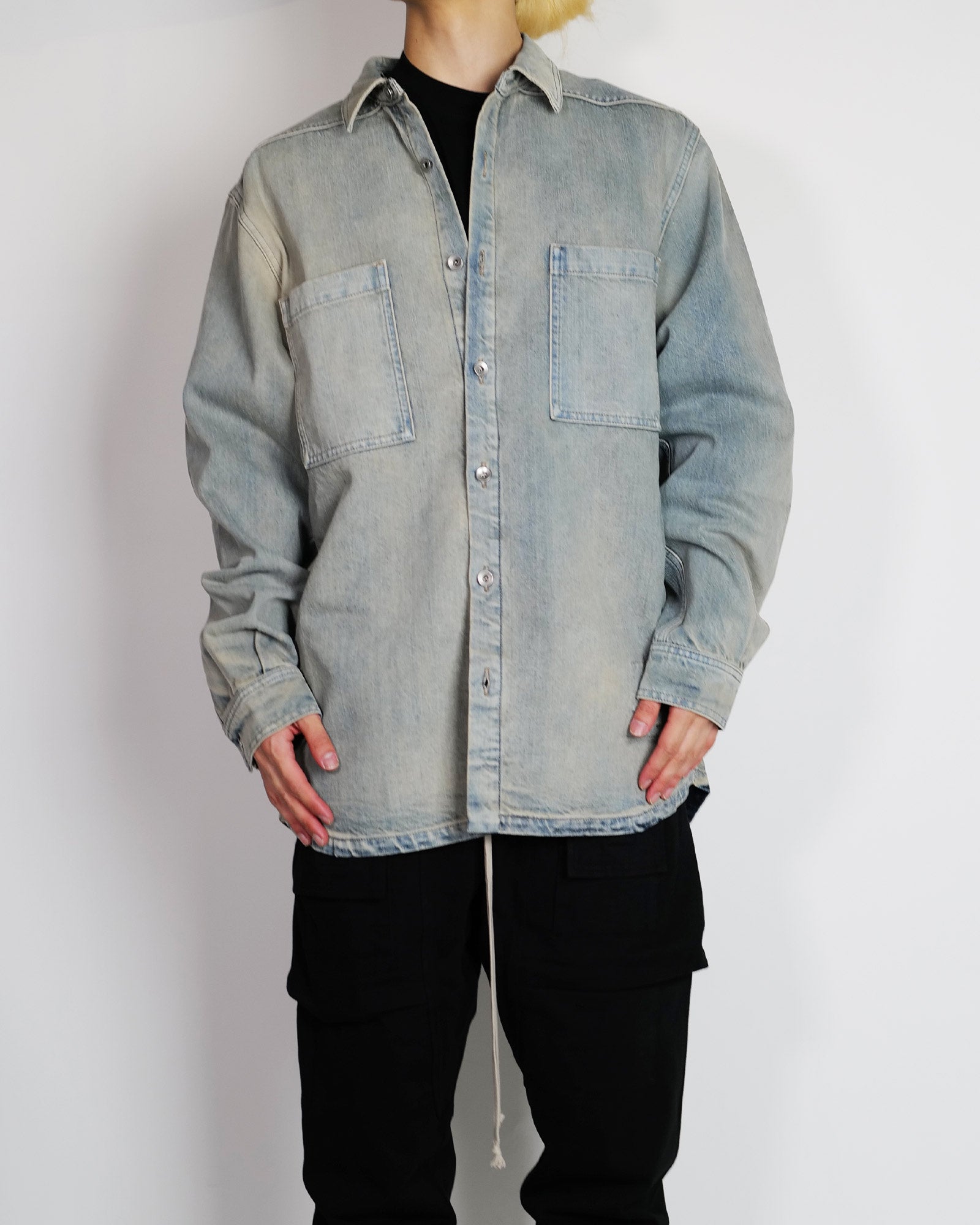 RICK OWENS DRKSHDW・rick owens dark shadow -  GIACCA IN DENIM - JUMBO OUTERSHIRT / MINERAL PEARL