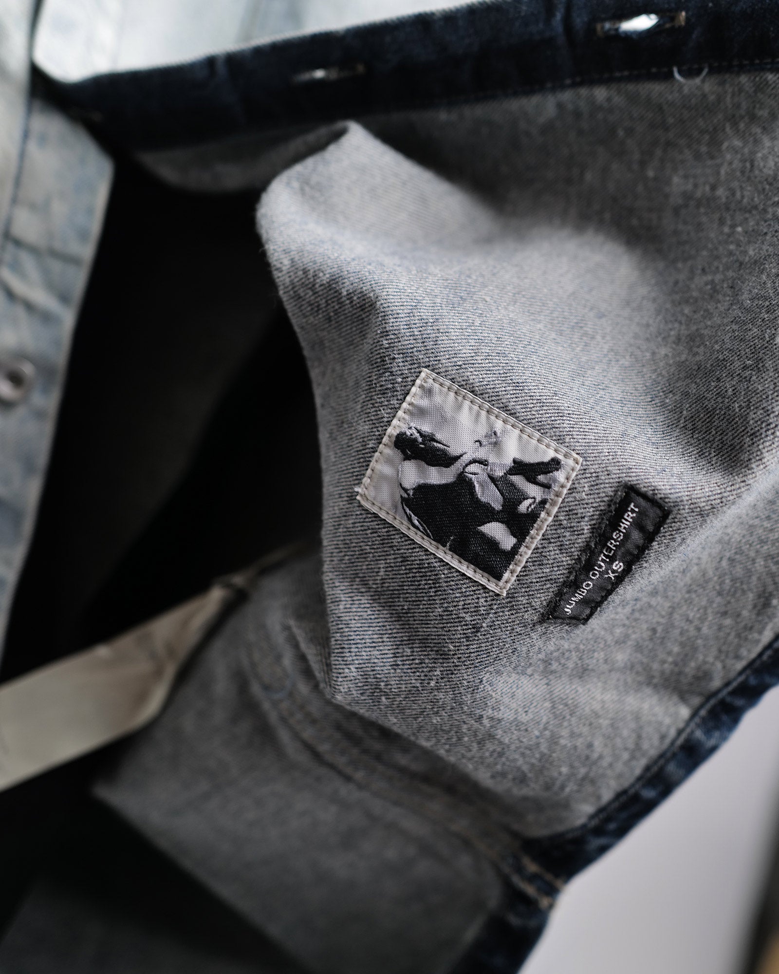 RICK OWENS DRKSHDW・rick owens dark shadow -  GIACCA IN DENIM - JUMBO OUTERSHIRT / MINERAL PEARL