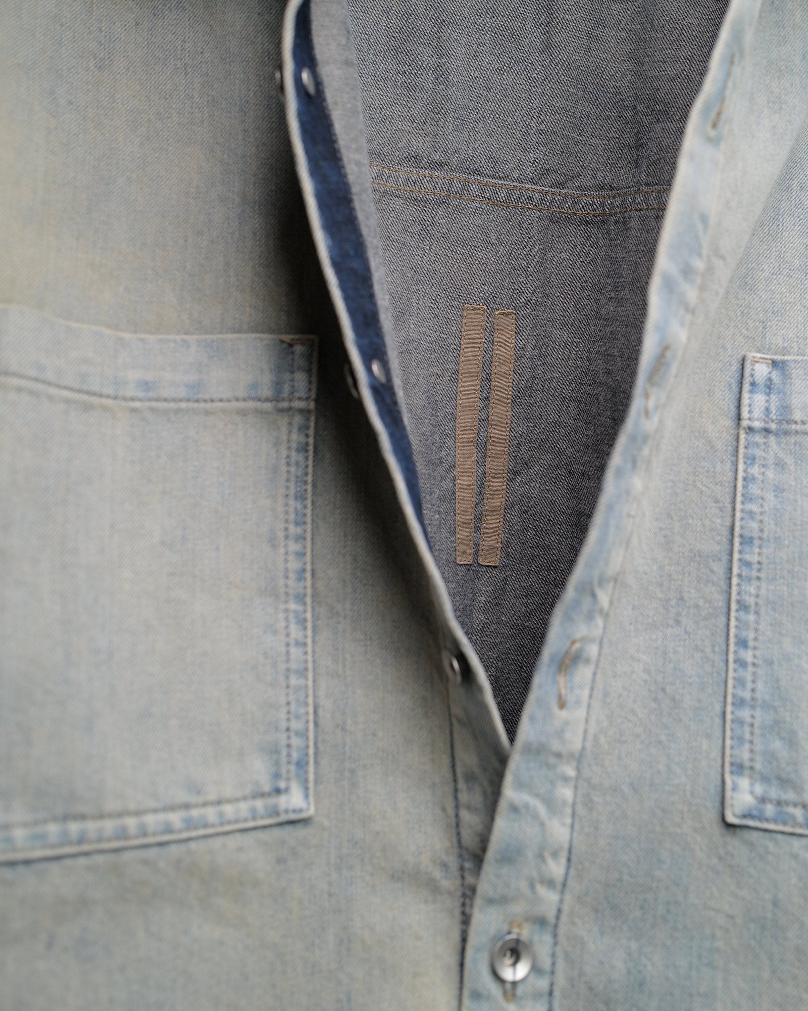 RICK OWENS DRKSHDW・rick owens dark shadow -  GIACCA IN DENIM - JUMBO OUTERSHIRT / MINERAL PEARL