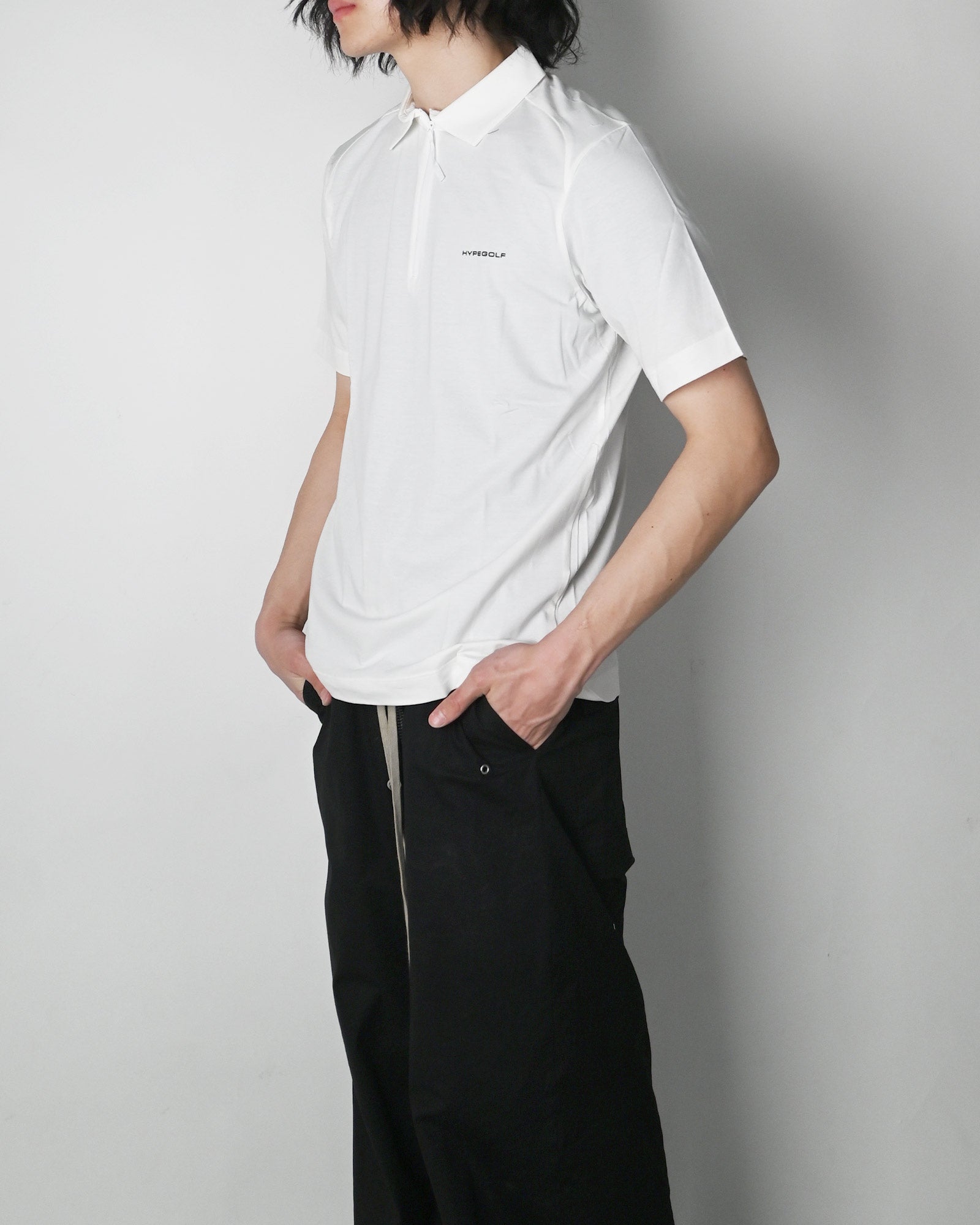 HYPEGOLF・ハイプゴルフ - Tシャツ・カットソー HALF ZIP-UP POLO T-SHIRTS / WHITE