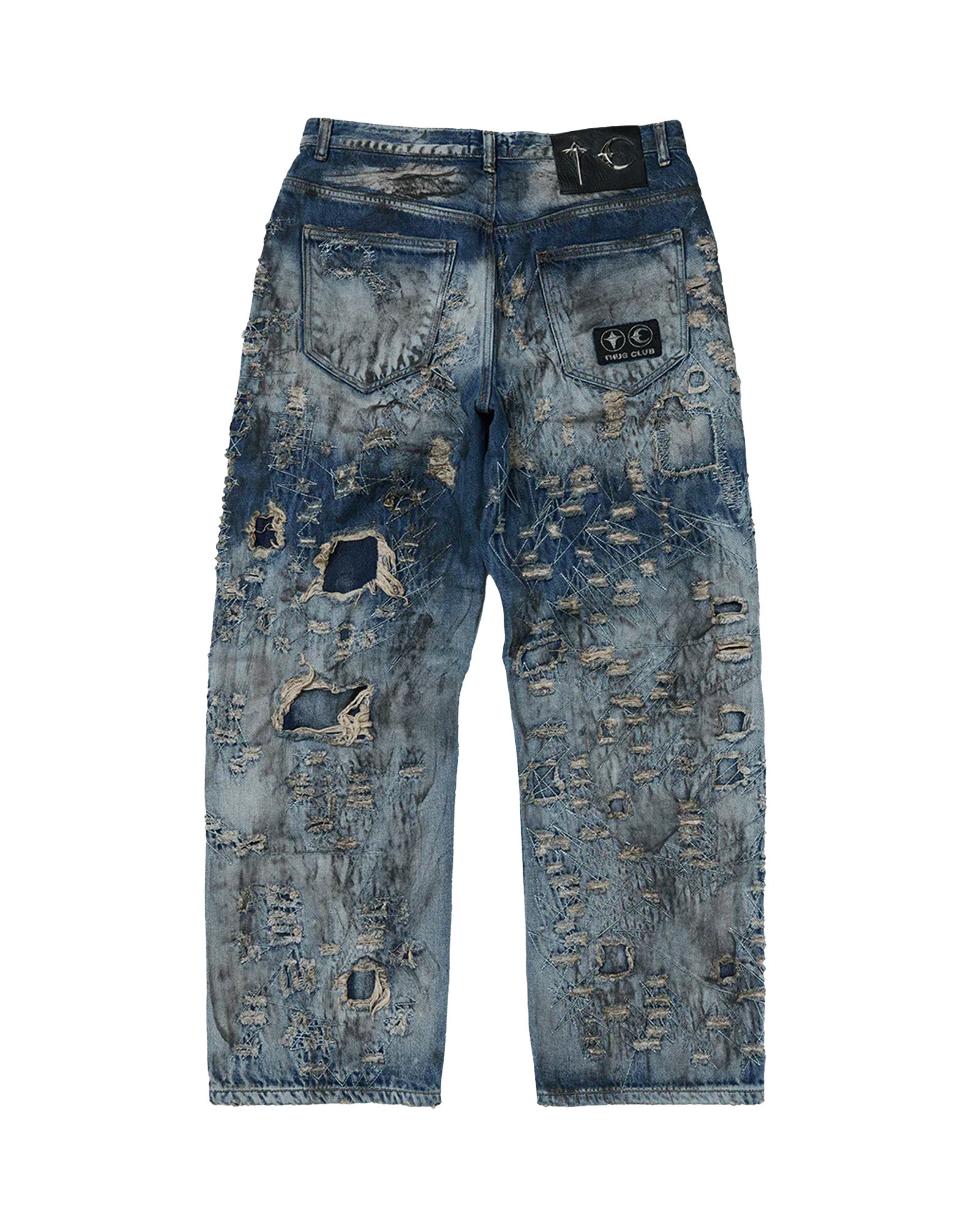 THUG CLUB・サグクラブ - デニムパンツ HARD-WASHED DAMAGED DENIM PANTS / BLUE