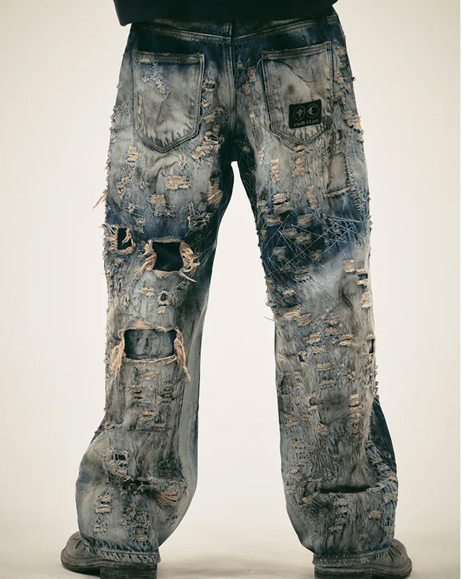 THUG CLUB・サグクラブ - デニムパンツ HARD-WASHED DAMAGED DENIM PANTS / BLUE