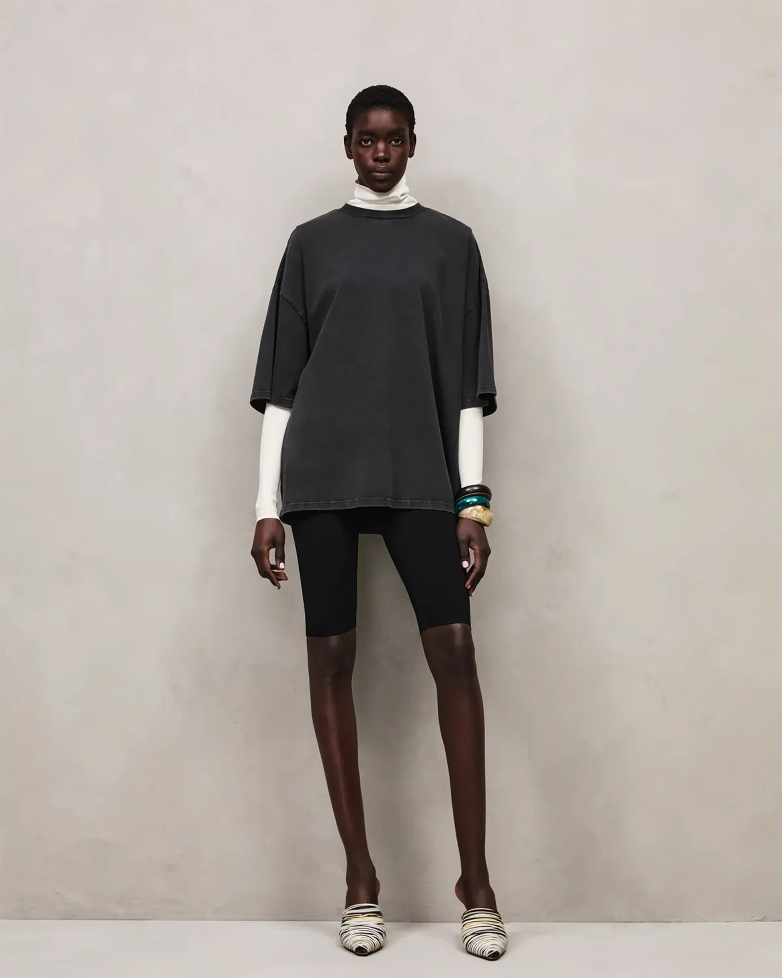 Entire studios・エンタイアスタジオ - Tシャツ・カットソー HEAVY BOXY TEE / WASHED BLACK