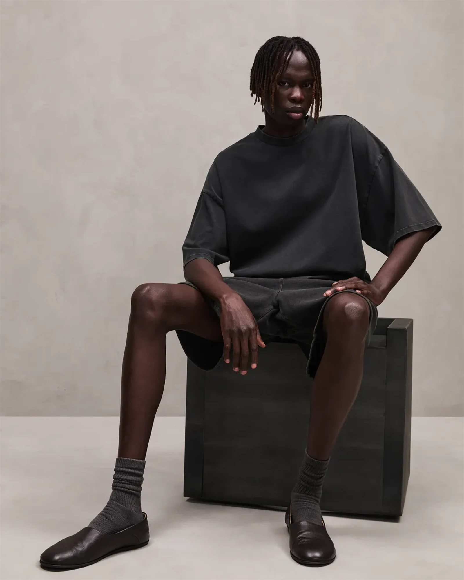 Entire studios・エンタイアスタジオ - Tシャツ・カットソー HEAVY BOXY TEE / WASHED BLACK