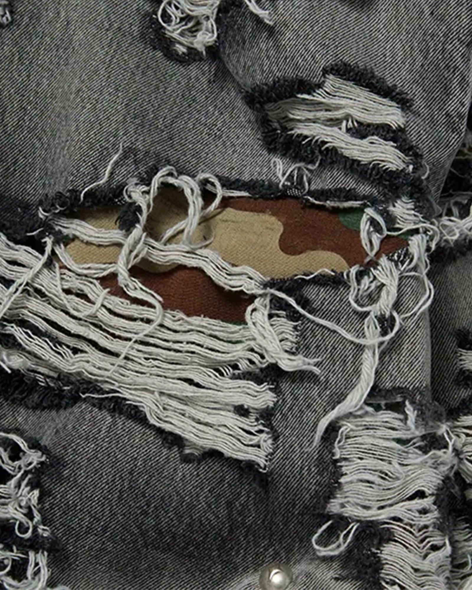 THUG CLUB・サグクラブ - デニムジャケット HELL DENIM CAMO HOODED ZIP-UP / BLACK
