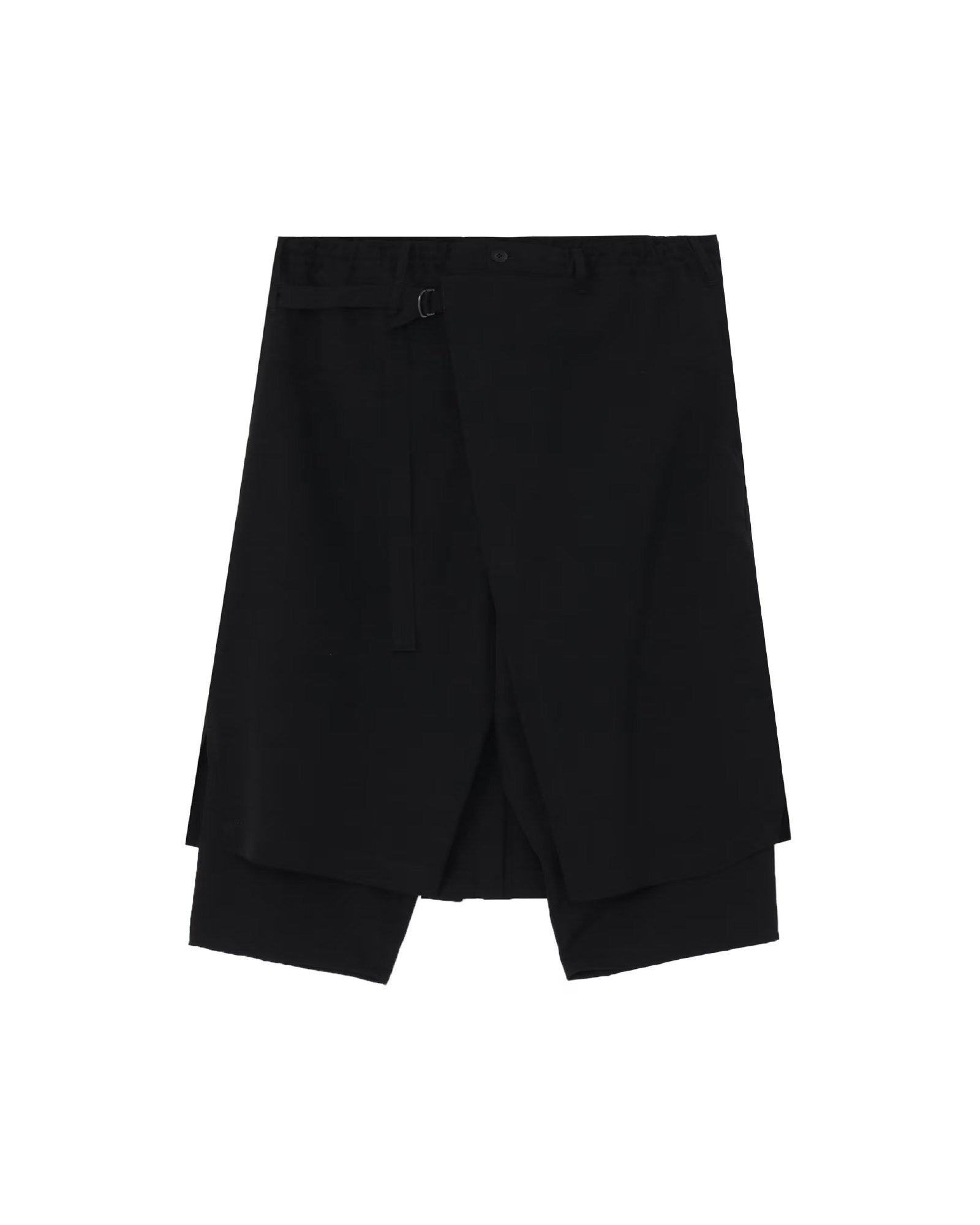 Yohji Yamamoto・ヨウジ ヤマモト - ハーフ・ショートパンツ WOOL GABARDINE STANDARD WRAP PANTS / BLACK