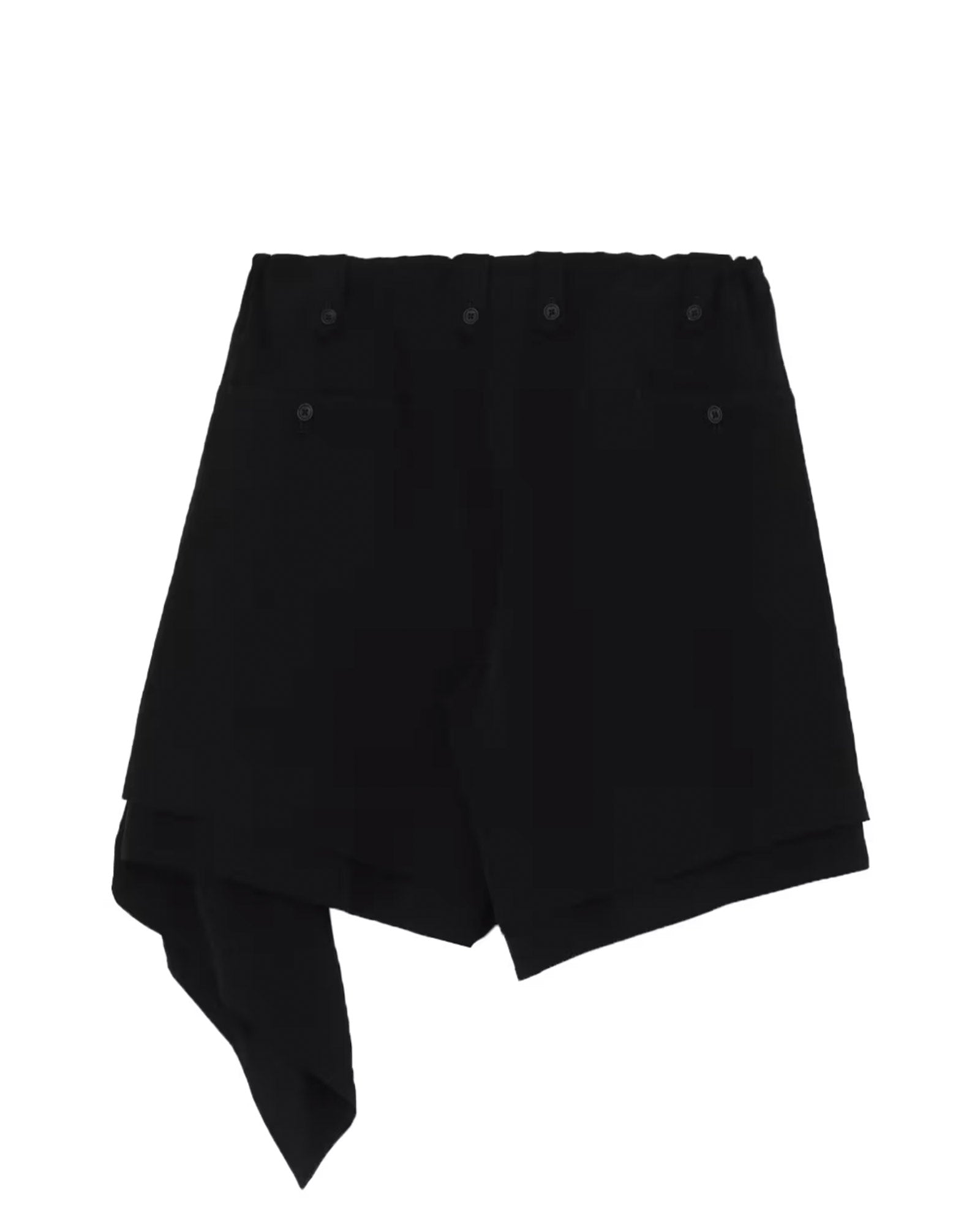 Yohji Yamamoto・ヨウジ ヤマモト - ハーフ・ショートパンツ TA TUXEDO DRAPE PANEL ATTACHED SHORT PANTS