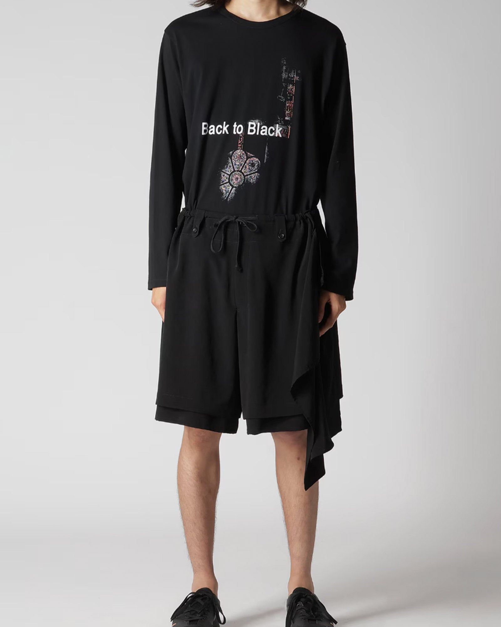 Yohji Yamamoto・ヨウジ ヤマモト - ハーフ・ショートパンツ TA TUXEDO DRAPE PANEL ATTACHED SHORT PANTS
