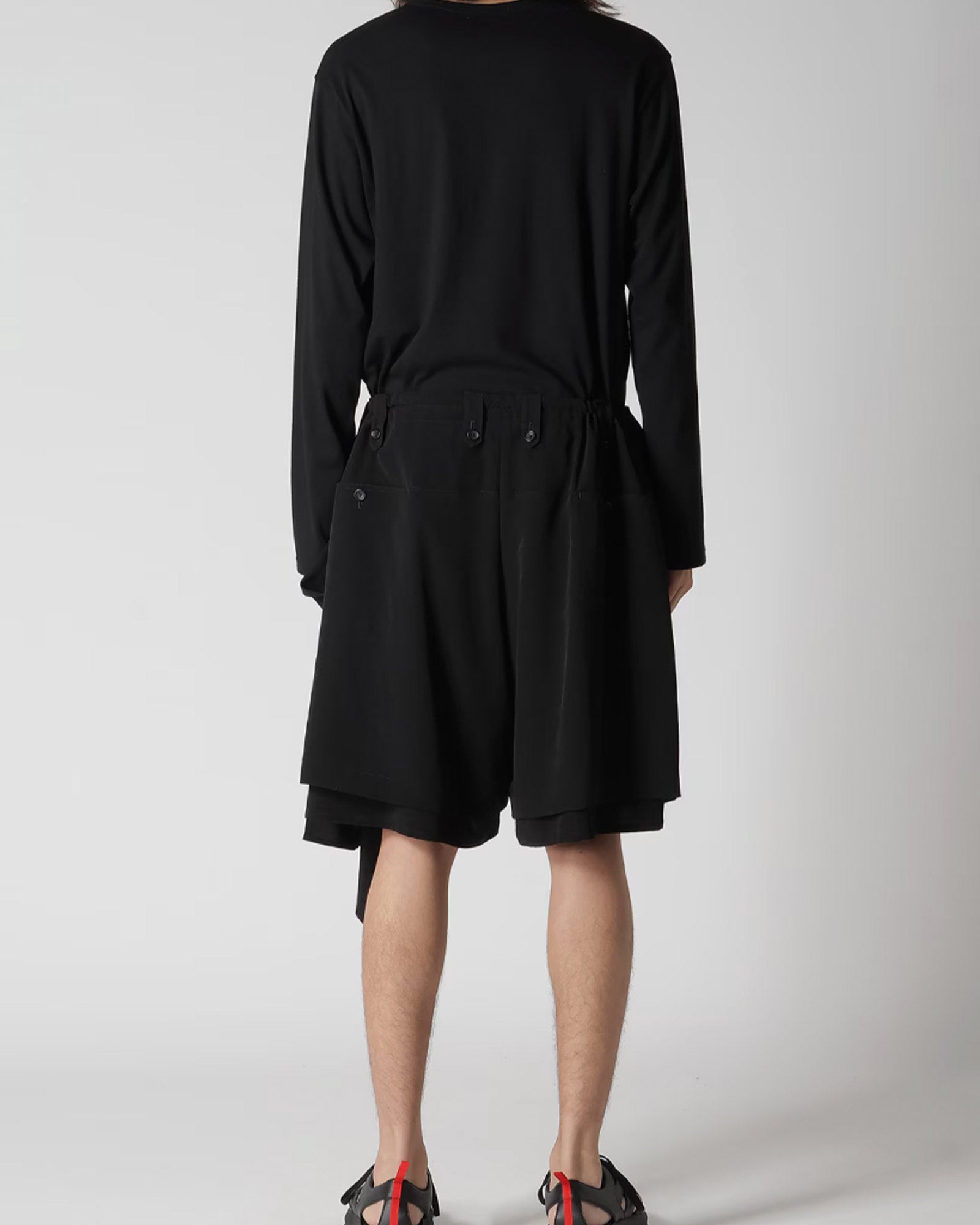 Yohji Yamamoto・ヨウジ ヤマモト - ハーフ・ショートパンツ TA TUXEDO DRAPE PANEL ATTACHED SHORT PANTS