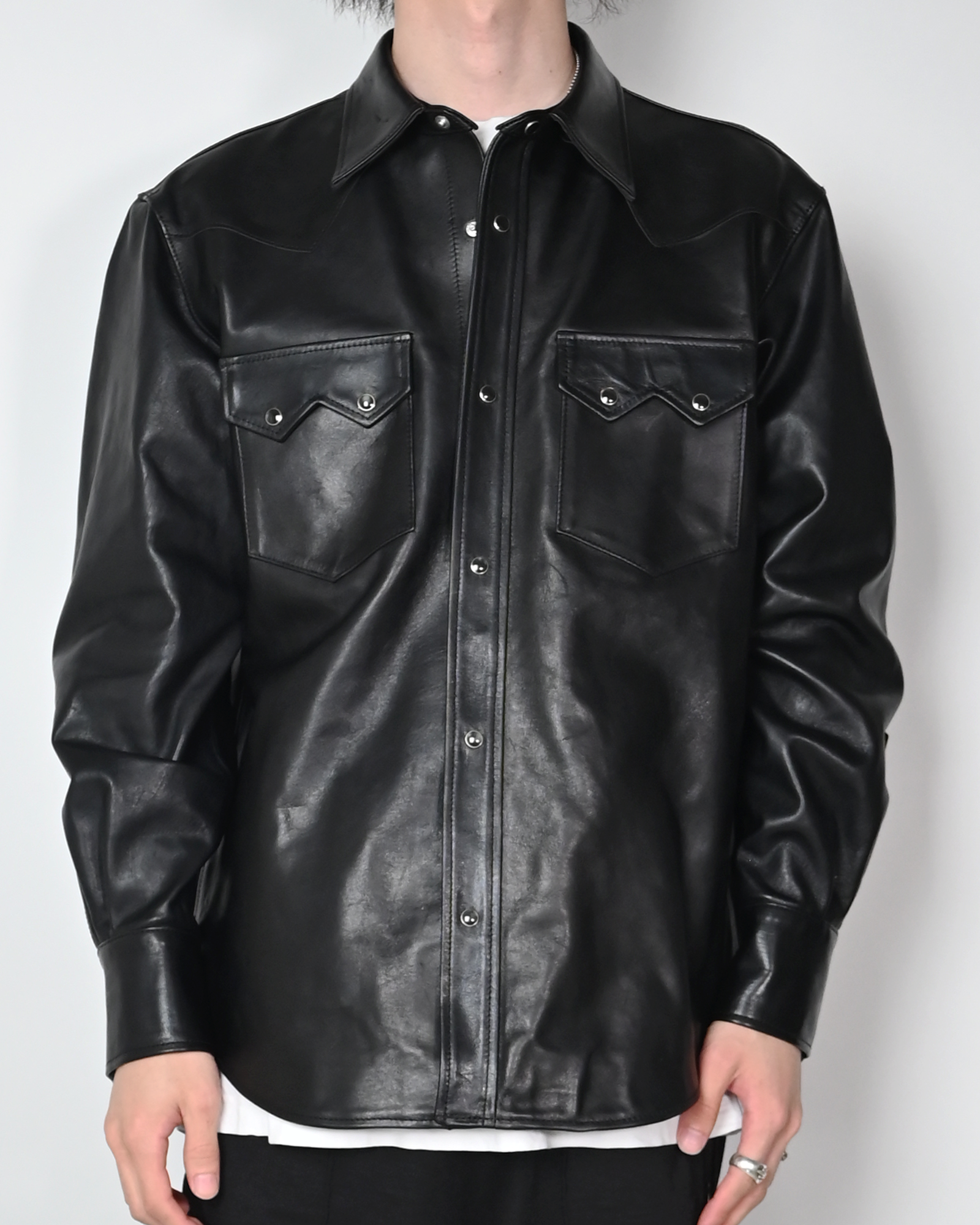 MASSES・マシス - ジャケット HORSE LEATHER SHIRT VINTAGE W / BLACK