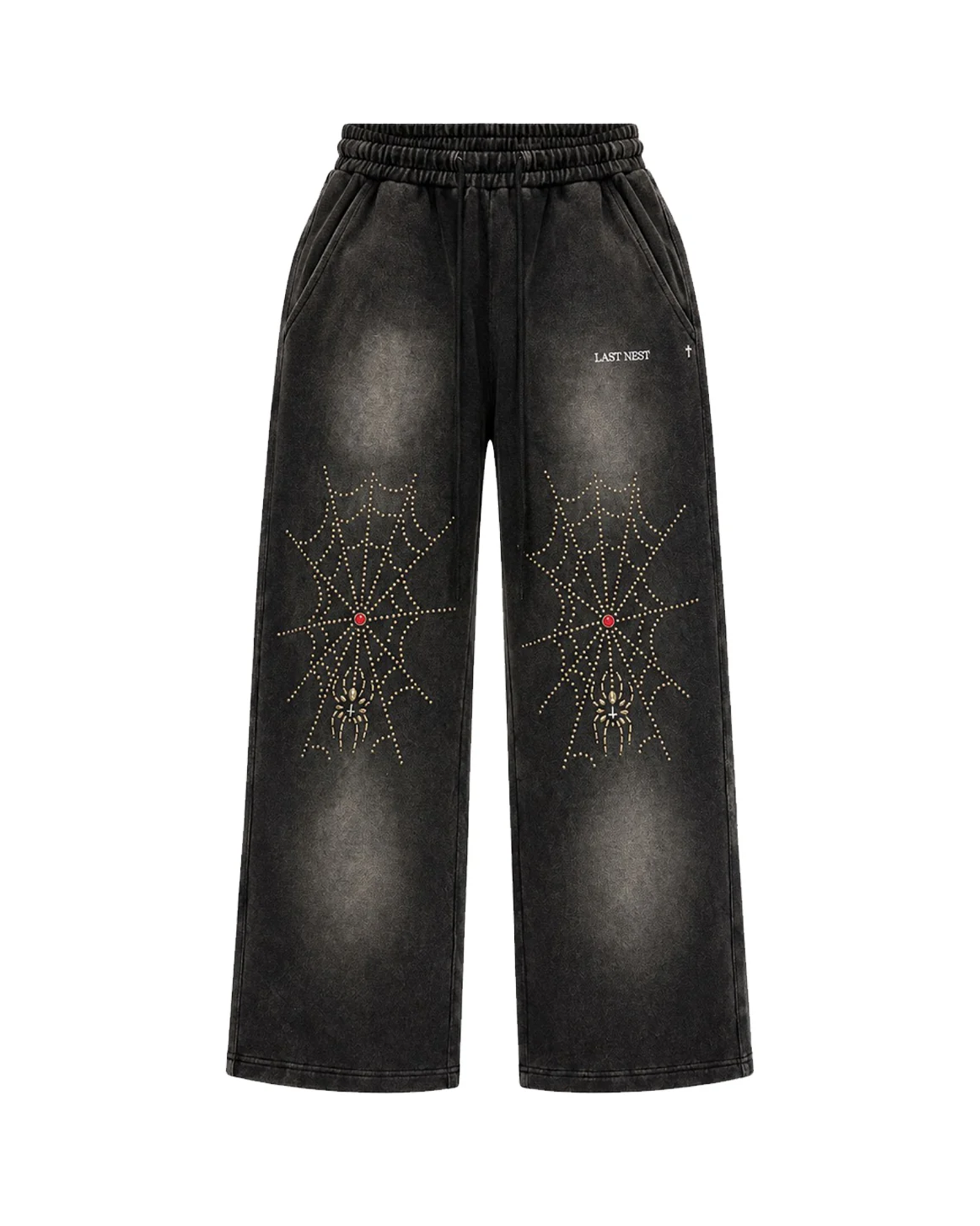 HTC x LAST NEST SPIDER STUDS SWEAT PANTS / BLACK