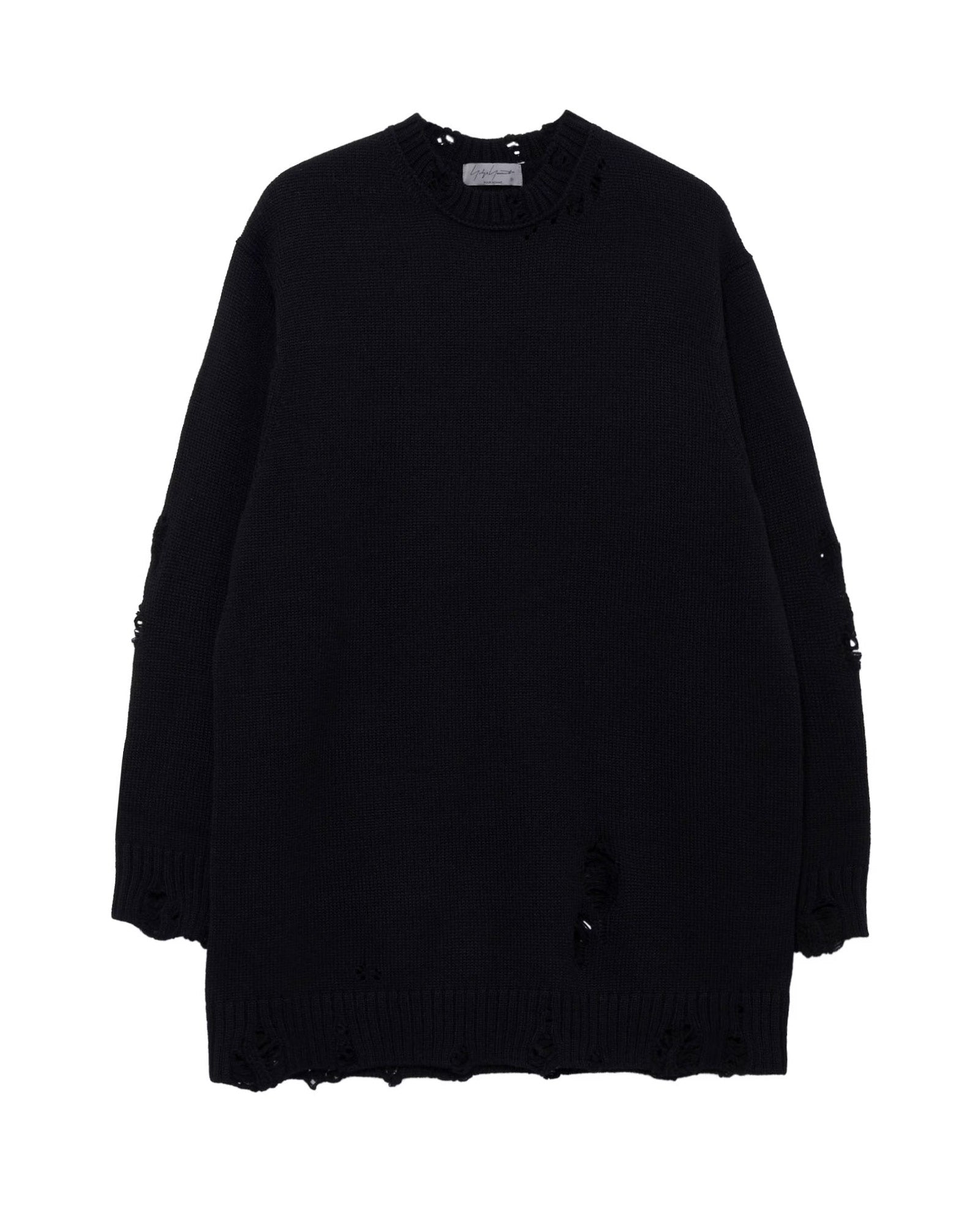 Yohji Yamamoto・ヨウジ ヤマモト - ニット・セーター 5G 3PLY SINGLE JERSEY ROUND NECK PO / BLACK