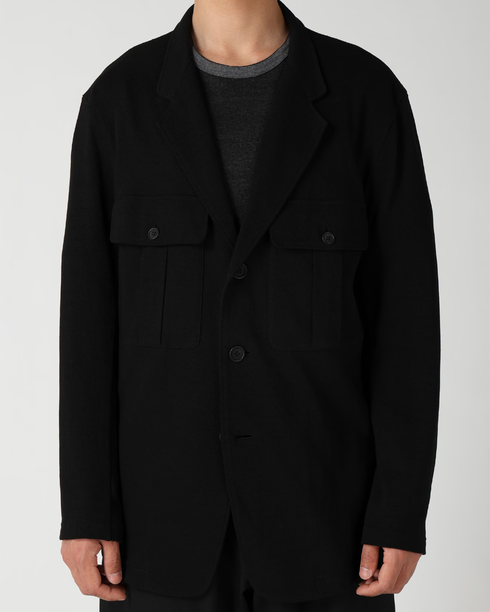Yohji Yamamoto・ヨウジ ヤマモト - ジャケット 14.5 SINGLE JERSEY 3BUTTON JACKET / BLACK