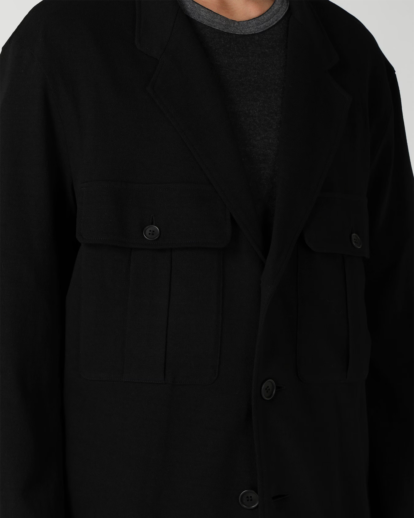 Yohji Yamamoto・ヨウジ ヤマモト - ジャケット 14.5 SINGLE JERSEY 3BUTTON JACKET / BLACK