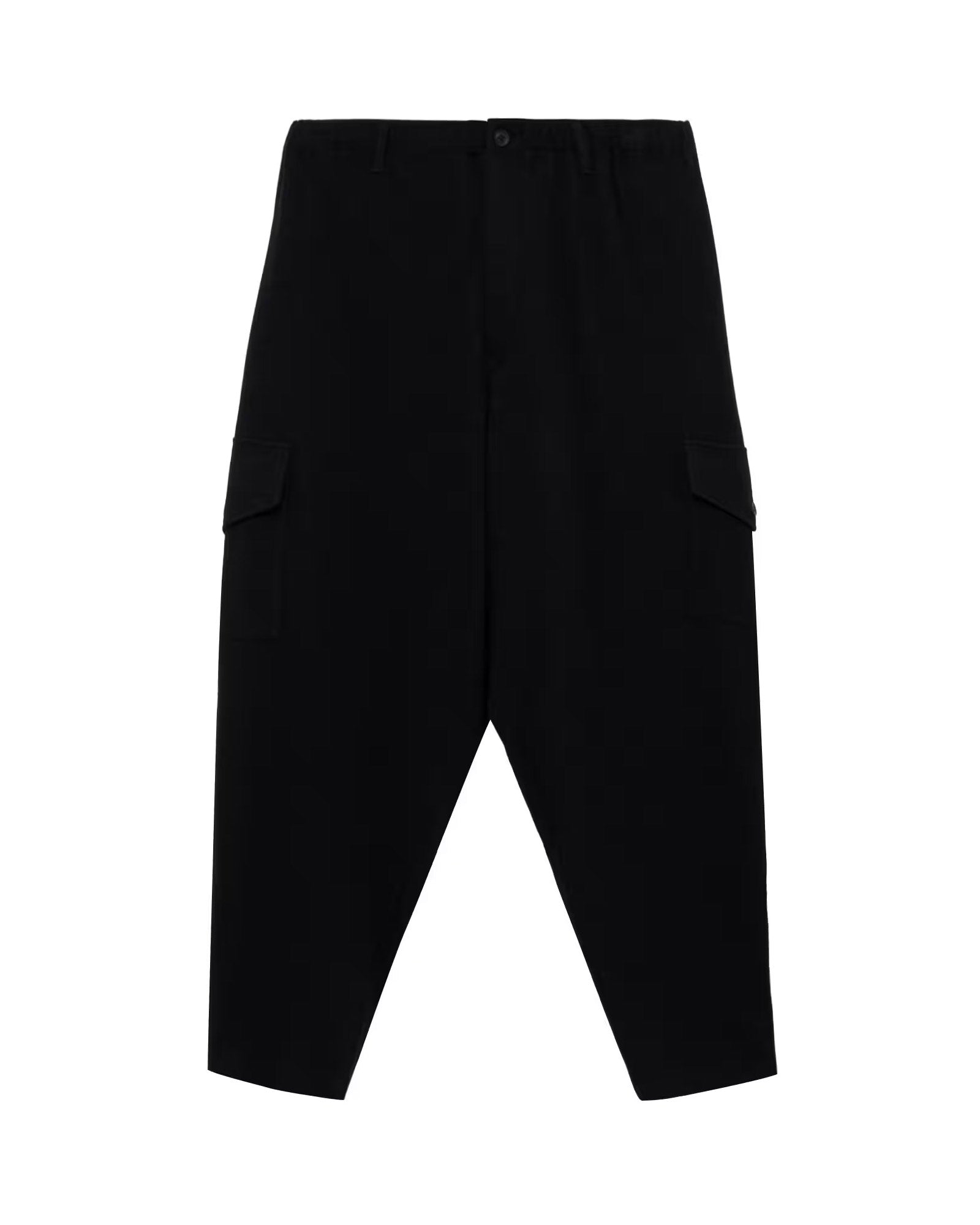 SLUB SINGLE JERSEY GUSSET CARGO PANTS / BLACK