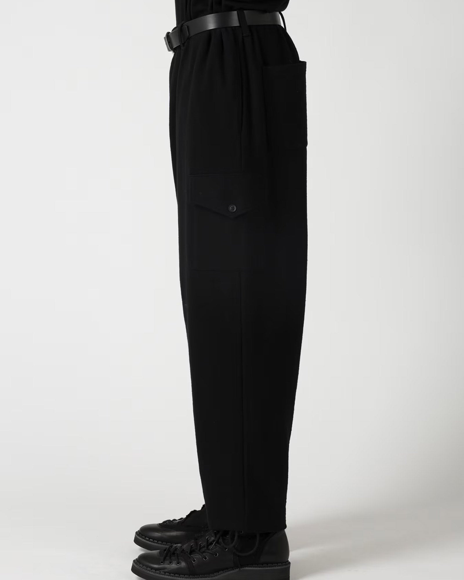 Yohji Yamamoto・ヨウジ ヤマモト - カーゴパンツ SLUB SINGLE JERSEY GUSSET CARGO PANTS / BLACK