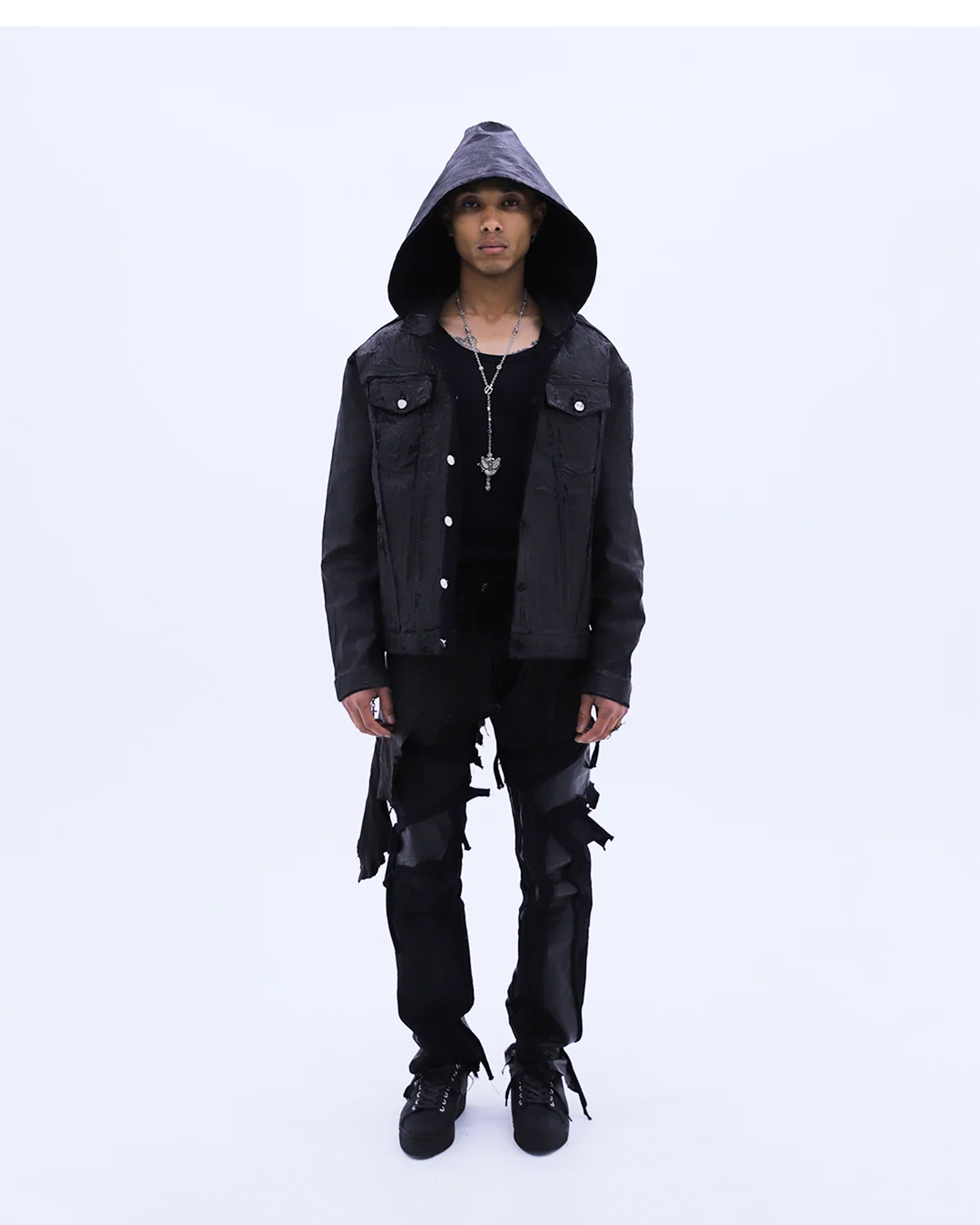 LAST NEST・ラストネスト - ジャケット HARD COATING CROSS JACKET / BLACK