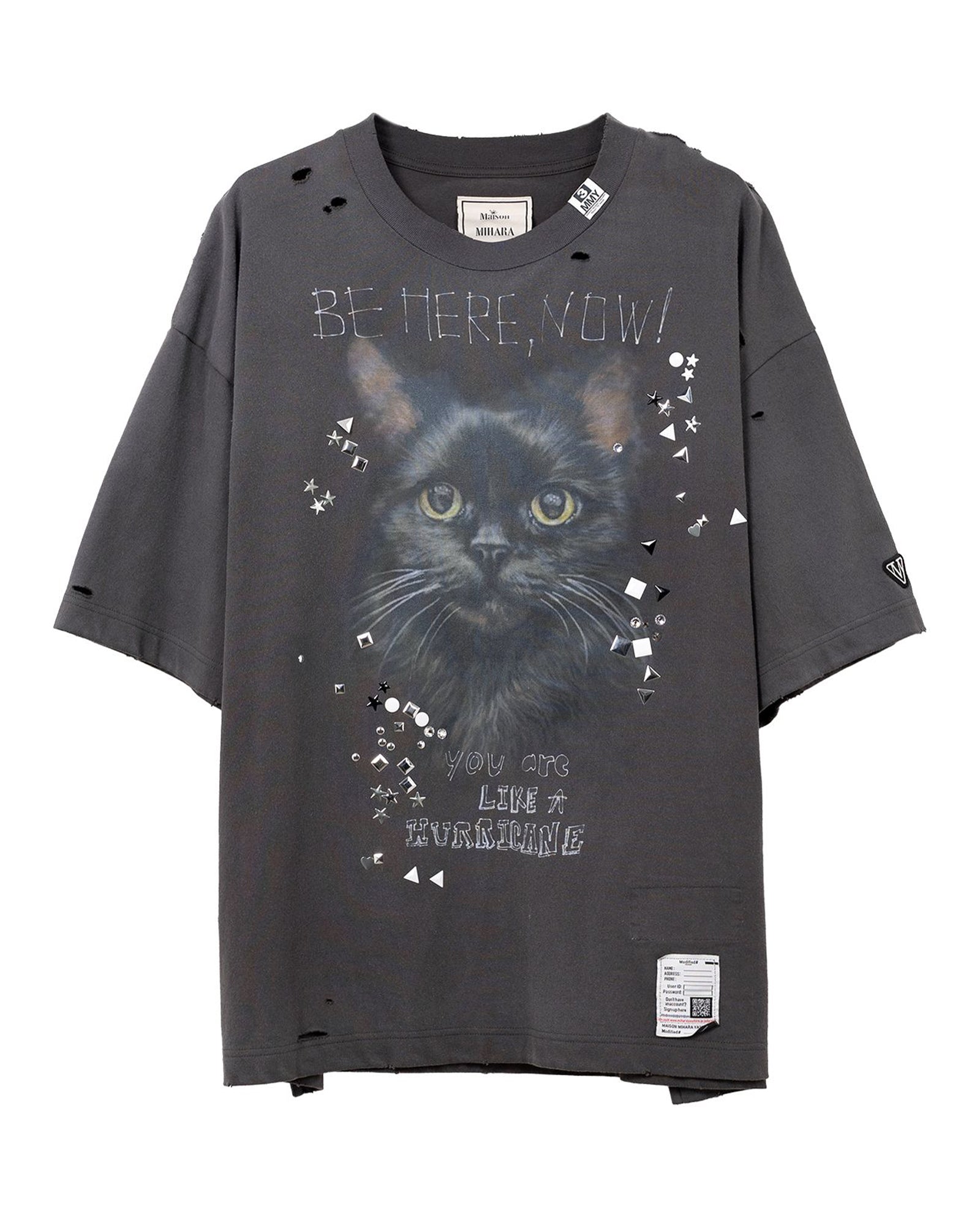 MIHARA YASUHIRO・ミハラヤスヒロ - Tシャツ・カットソー EMBELLISH DISTRESS TEE / BLACK