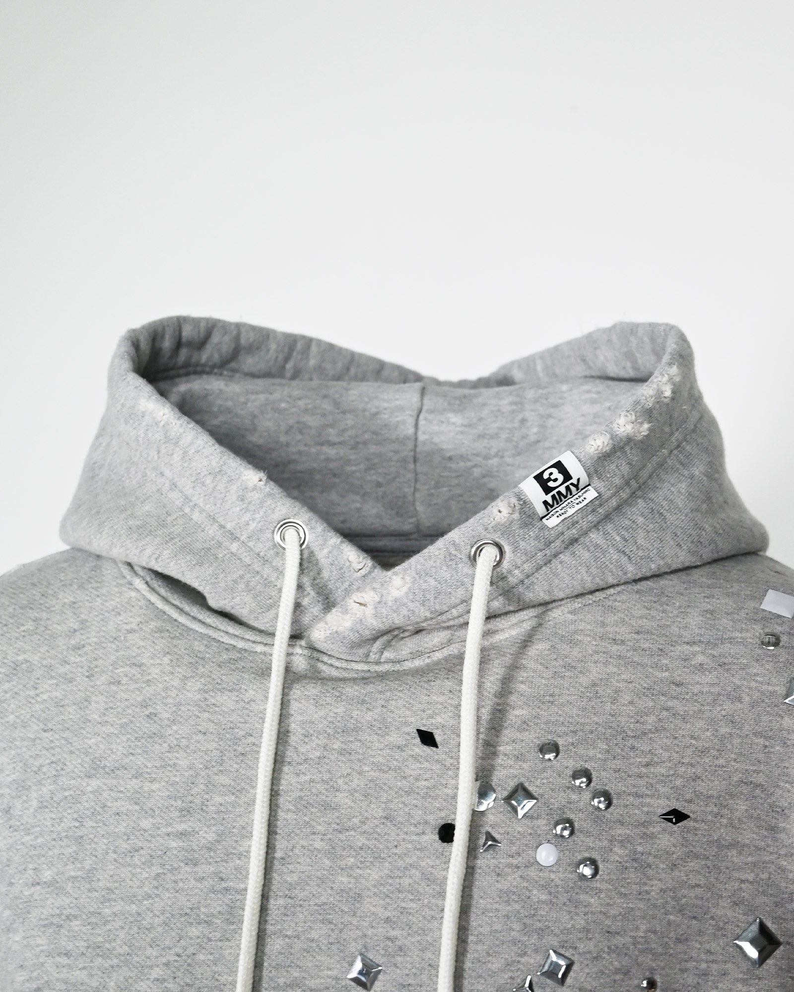 MIHARA YASUHIRO (ミハラヤスヒロ) EMBELLISHED HOODIE / GRAY