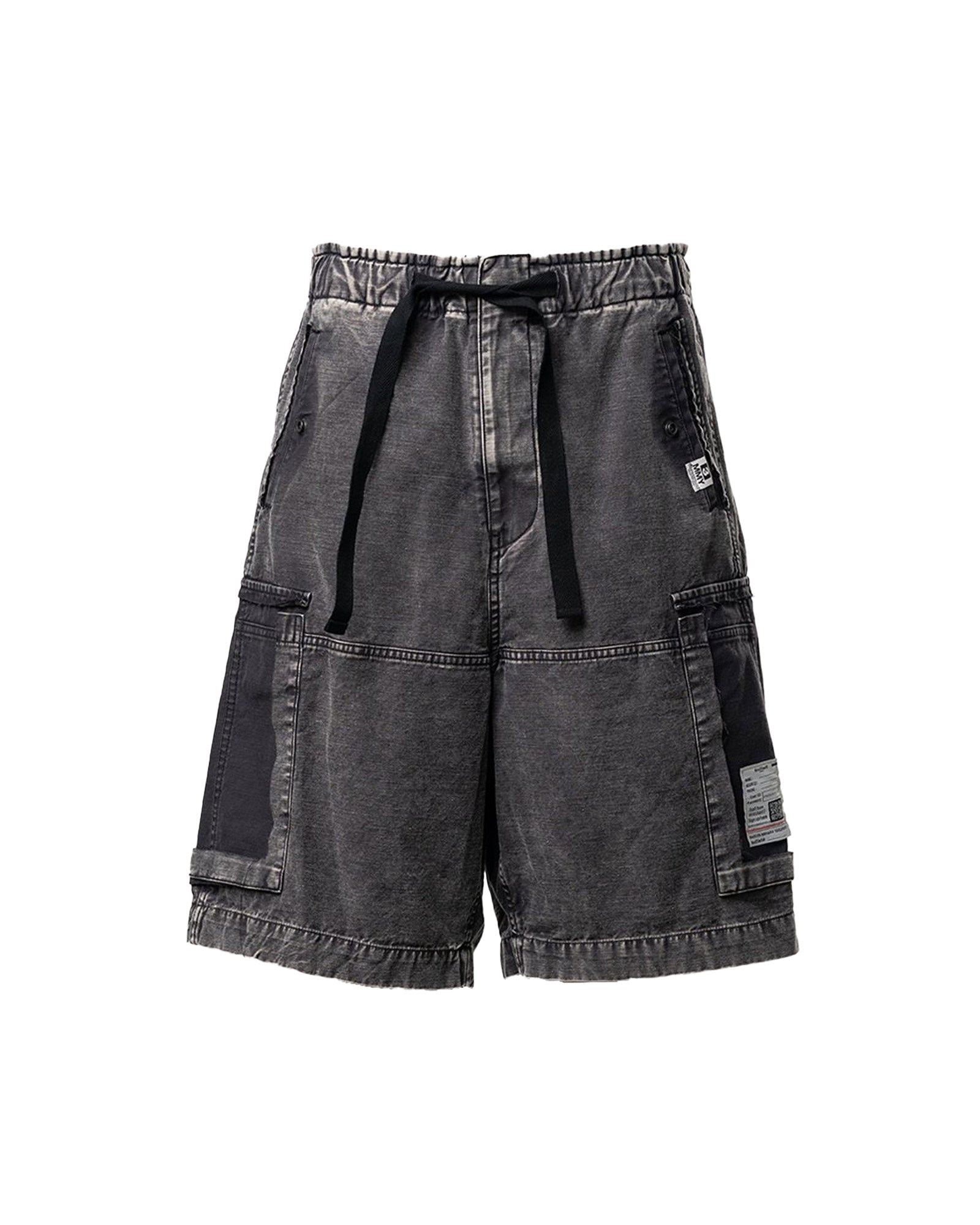 DAMAGED CARGO SHORT PANTS / BLACK