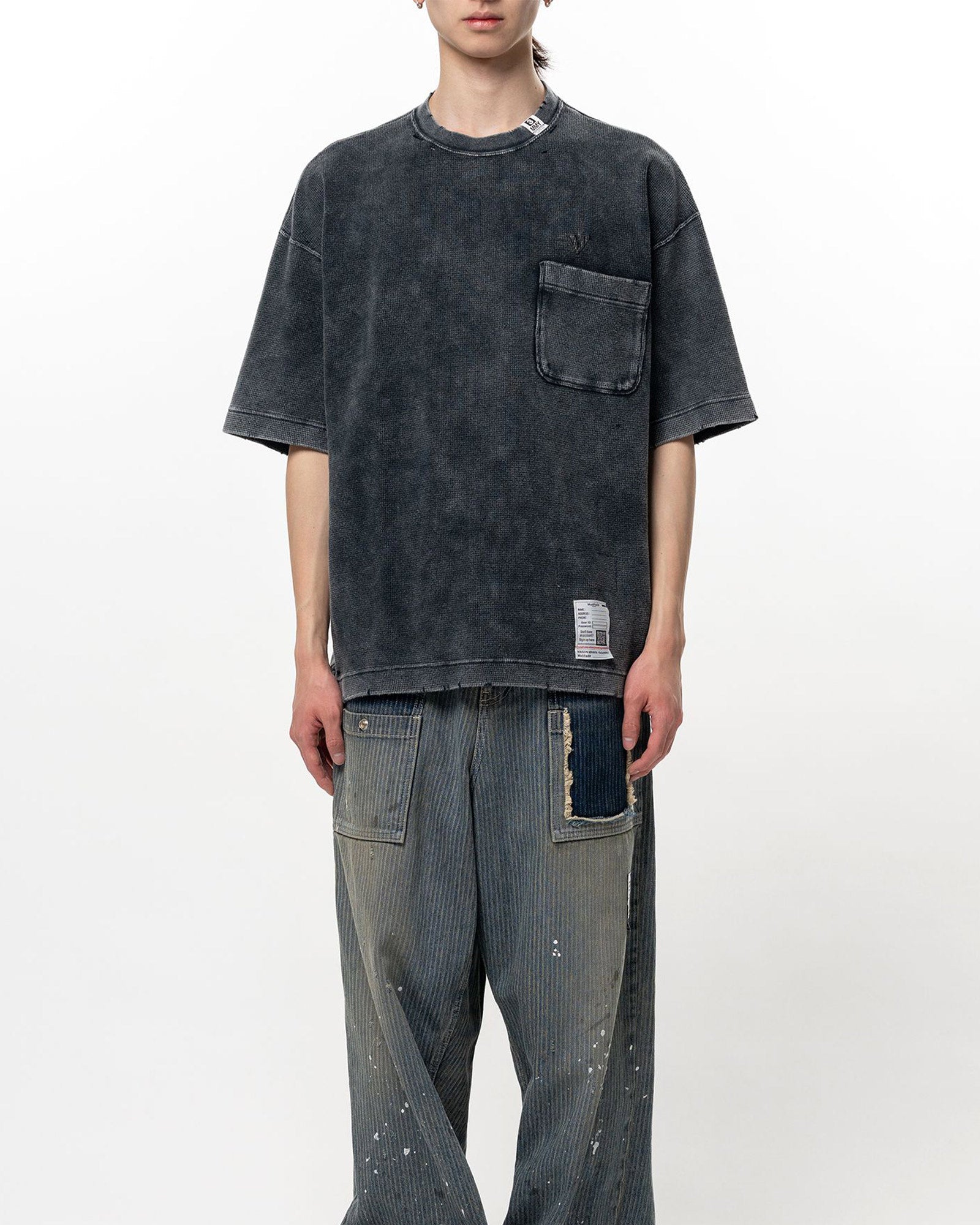 MIHARA YASUHIRO・ミハラヤスヒロ - トップス BLEACHED TEE / BLACK