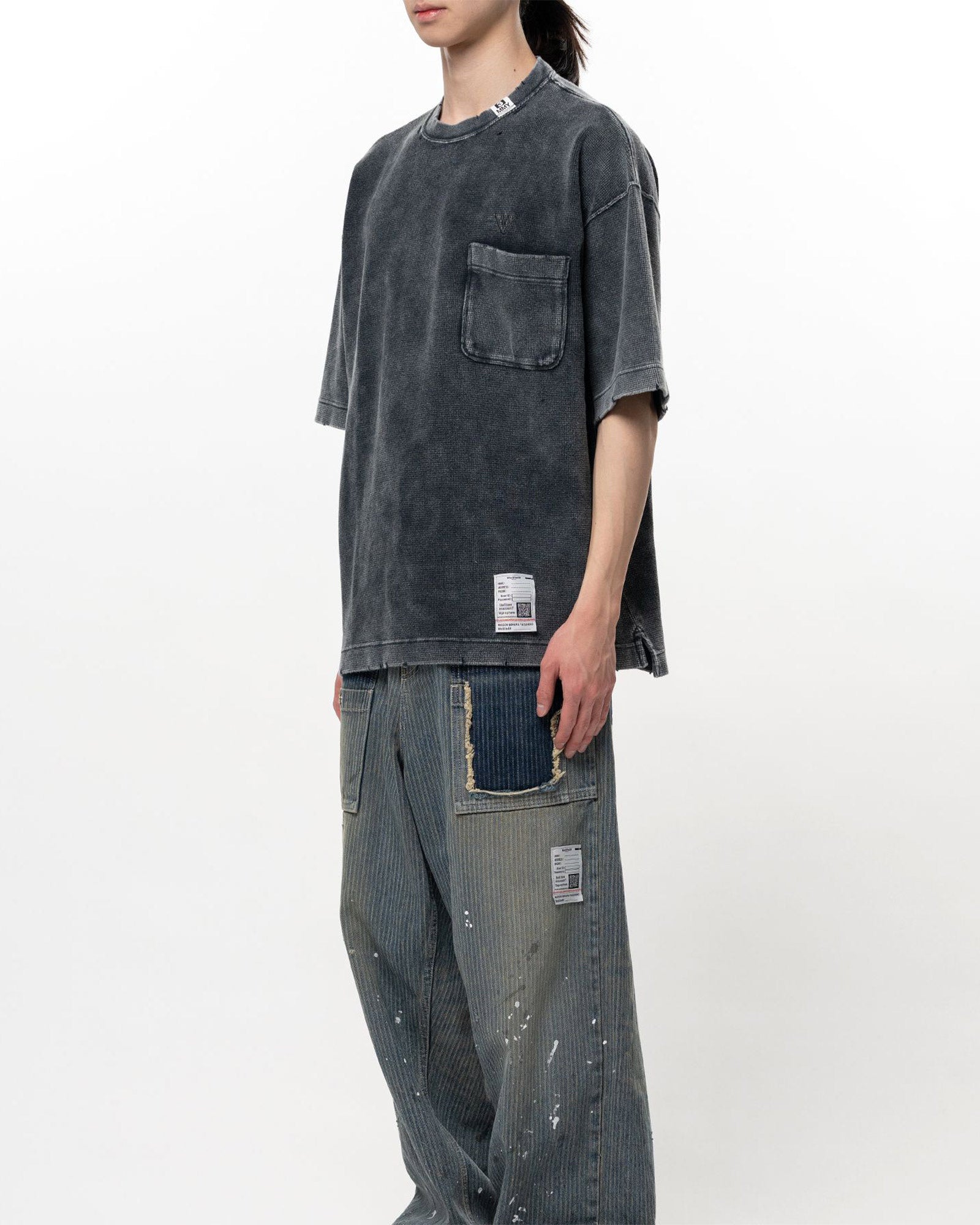 MIHARA YASUHIRO・ミハラヤスヒロ - トップス BLEACHED TEE / BLACK