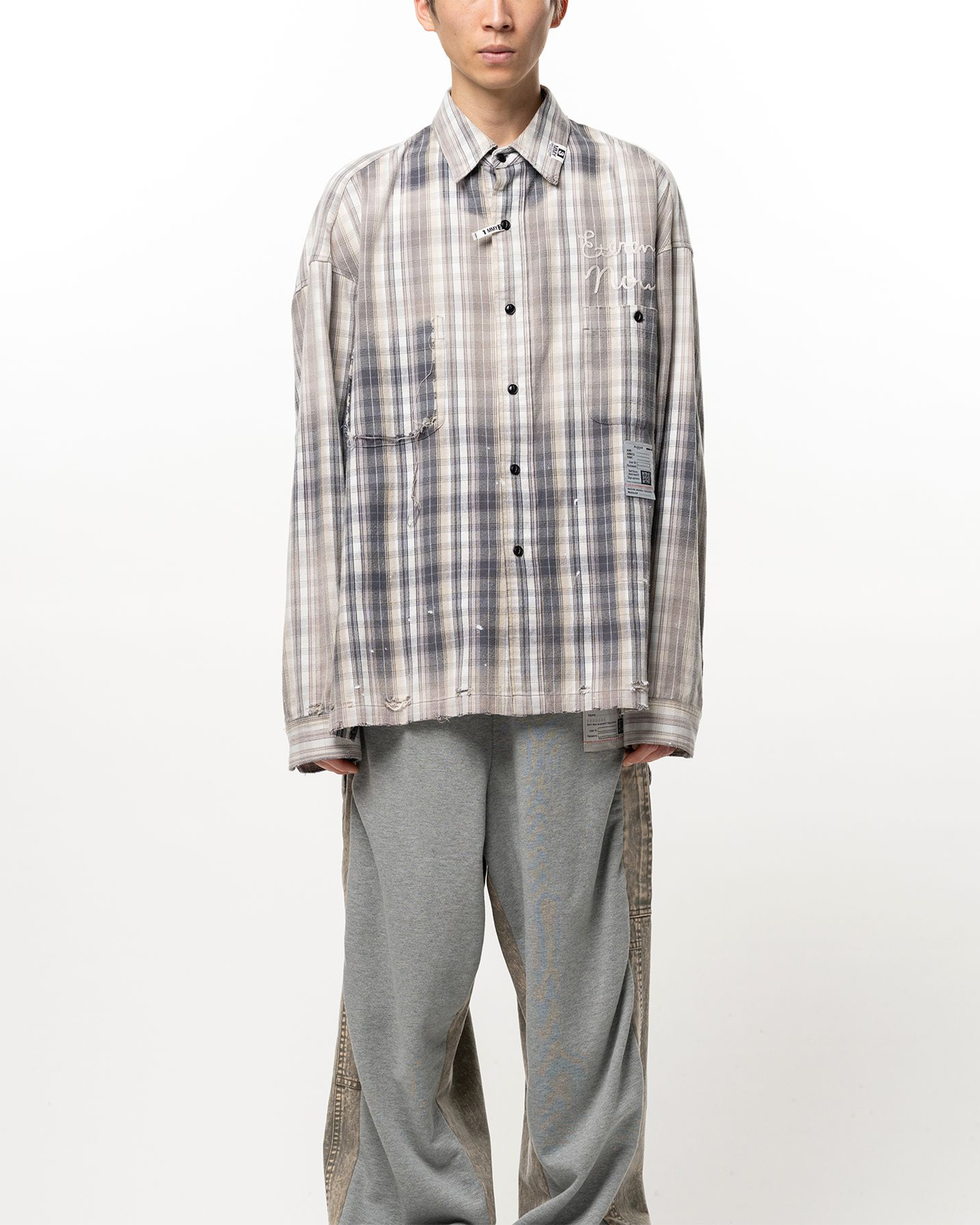 MIHARA YASUHIRO・Yasuhiro Mihara -  VINTAGE LIKE CHECK L/S SHIRTS / BLACK