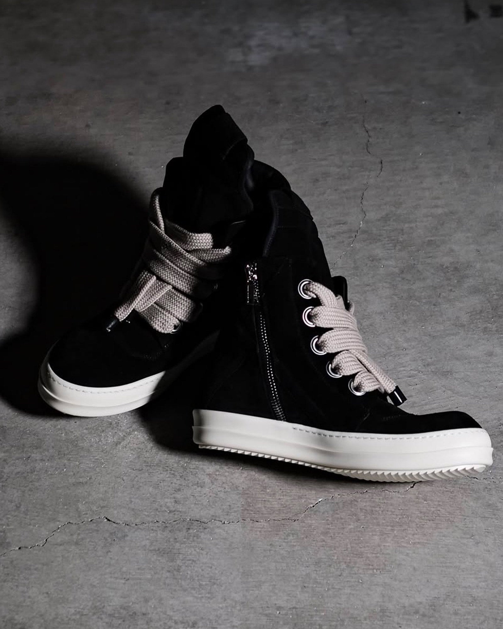 RICK OWENS・rick owens -  JUMBOLACE GEOBASKET / BALCK/BLACK/MILK