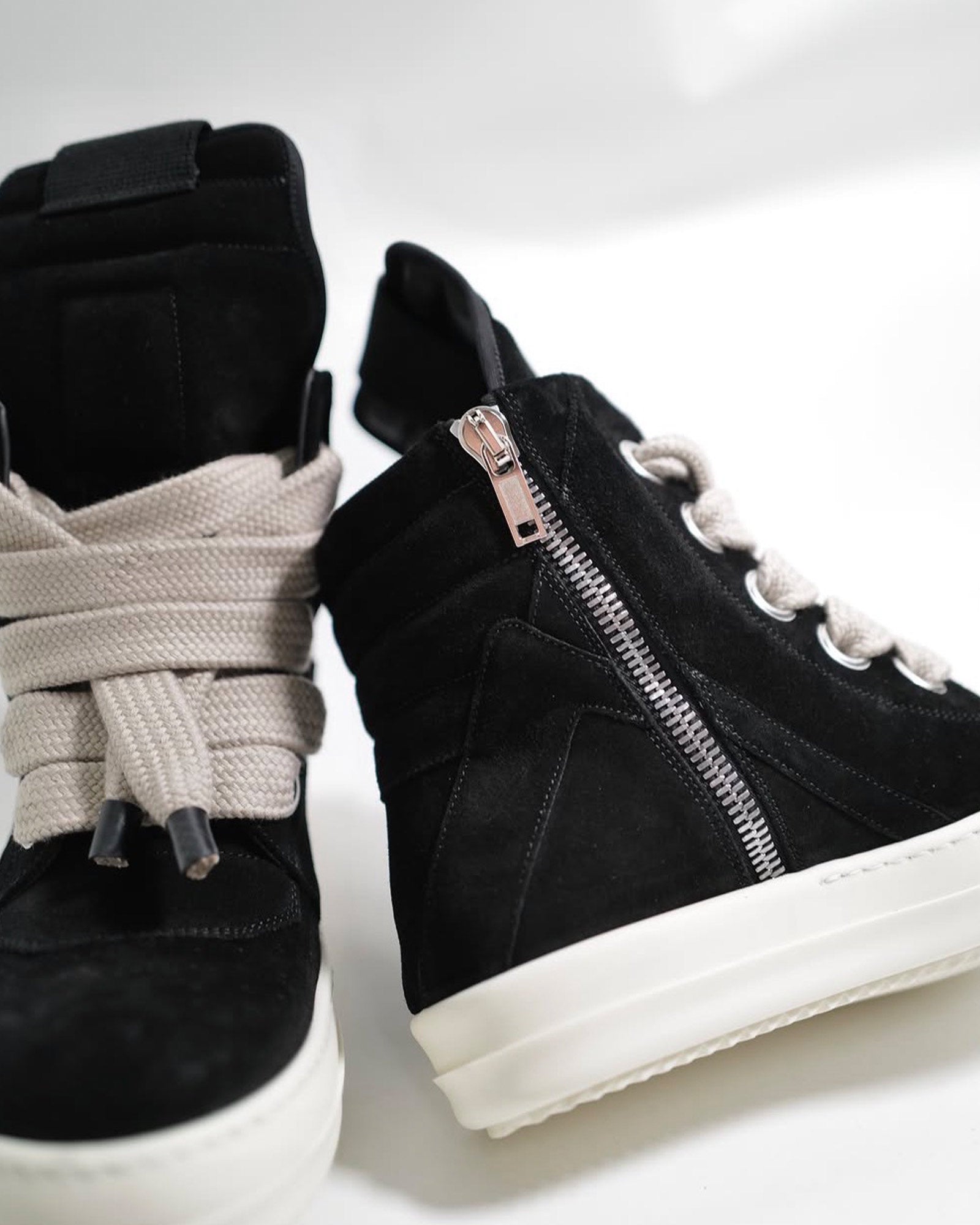 RICK OWENS・rick owens -  JUMBOLACE GEOBASKET / BALCK/BLACK/MILK