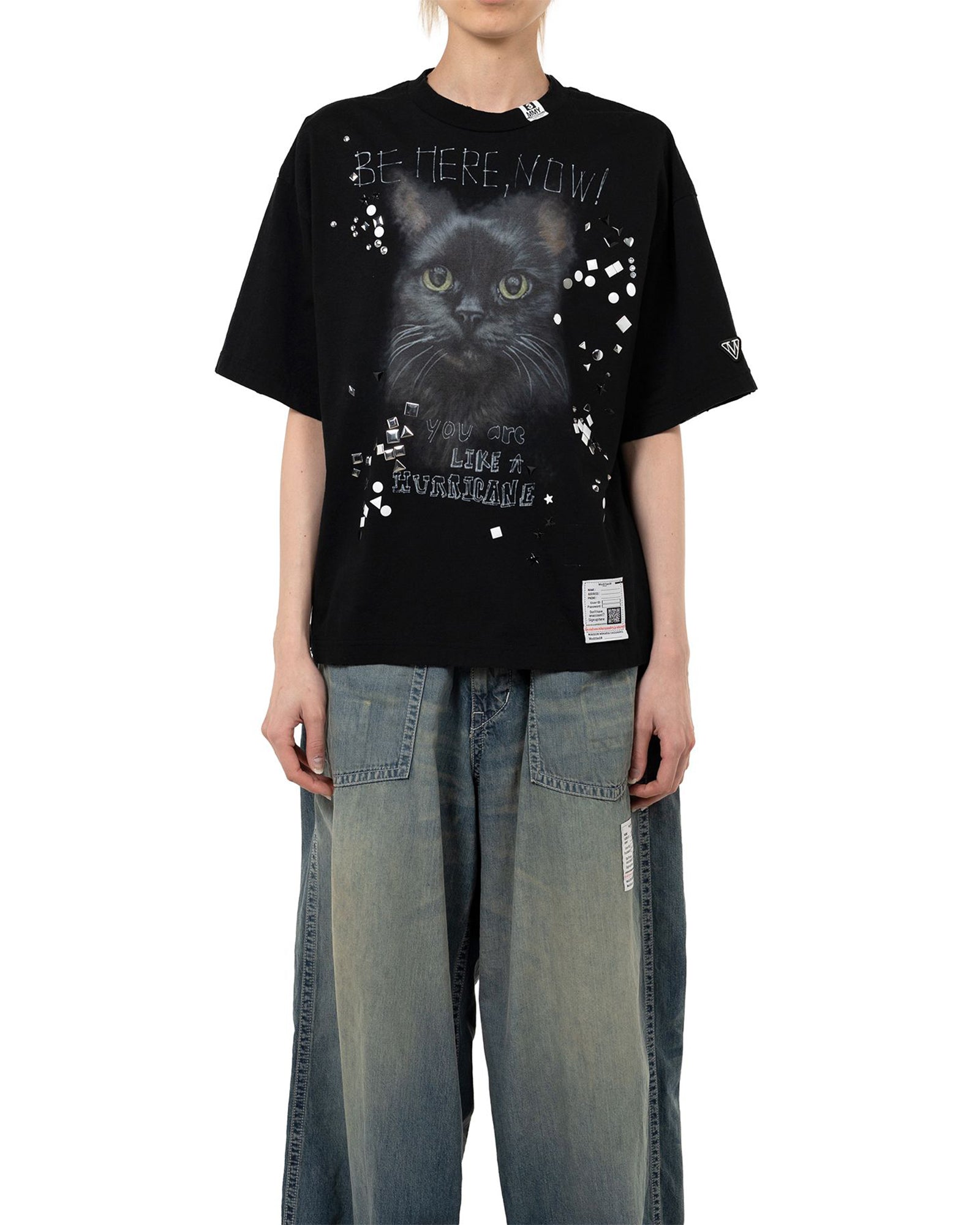 MIHARA YASUHIRO・Yasuhiro Mihara -  EMBELLISHED DISTRESS TEE / BLACK
