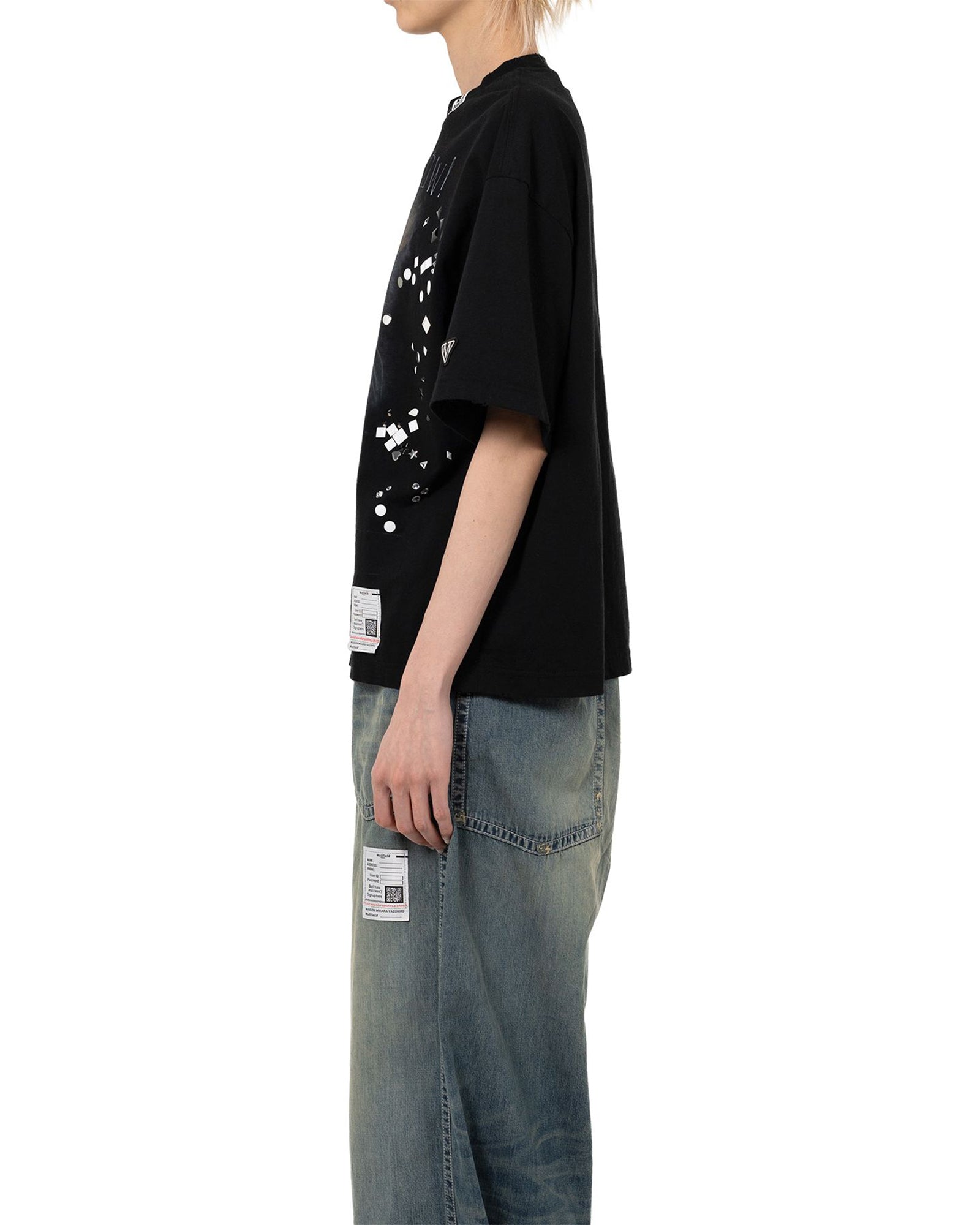 MIHARA YASUHIRO・Yasuhiro Mihara -  EMBELLISHED DISTRESS TEE / BLACK