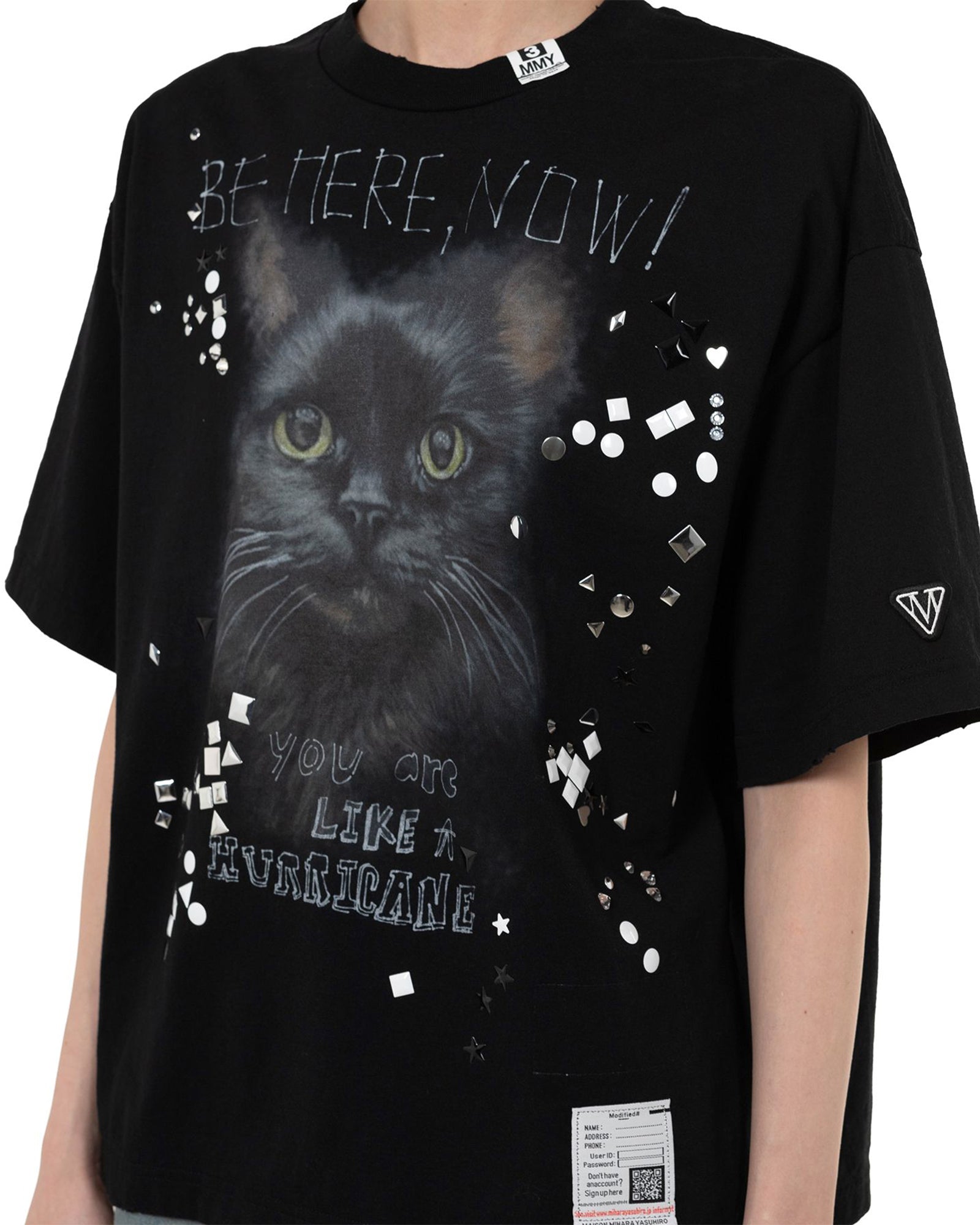 MIHARA YASUHIRO・Yasuhiro Mihara -  EMBELLISHED DISTRESS TEE / BLACK