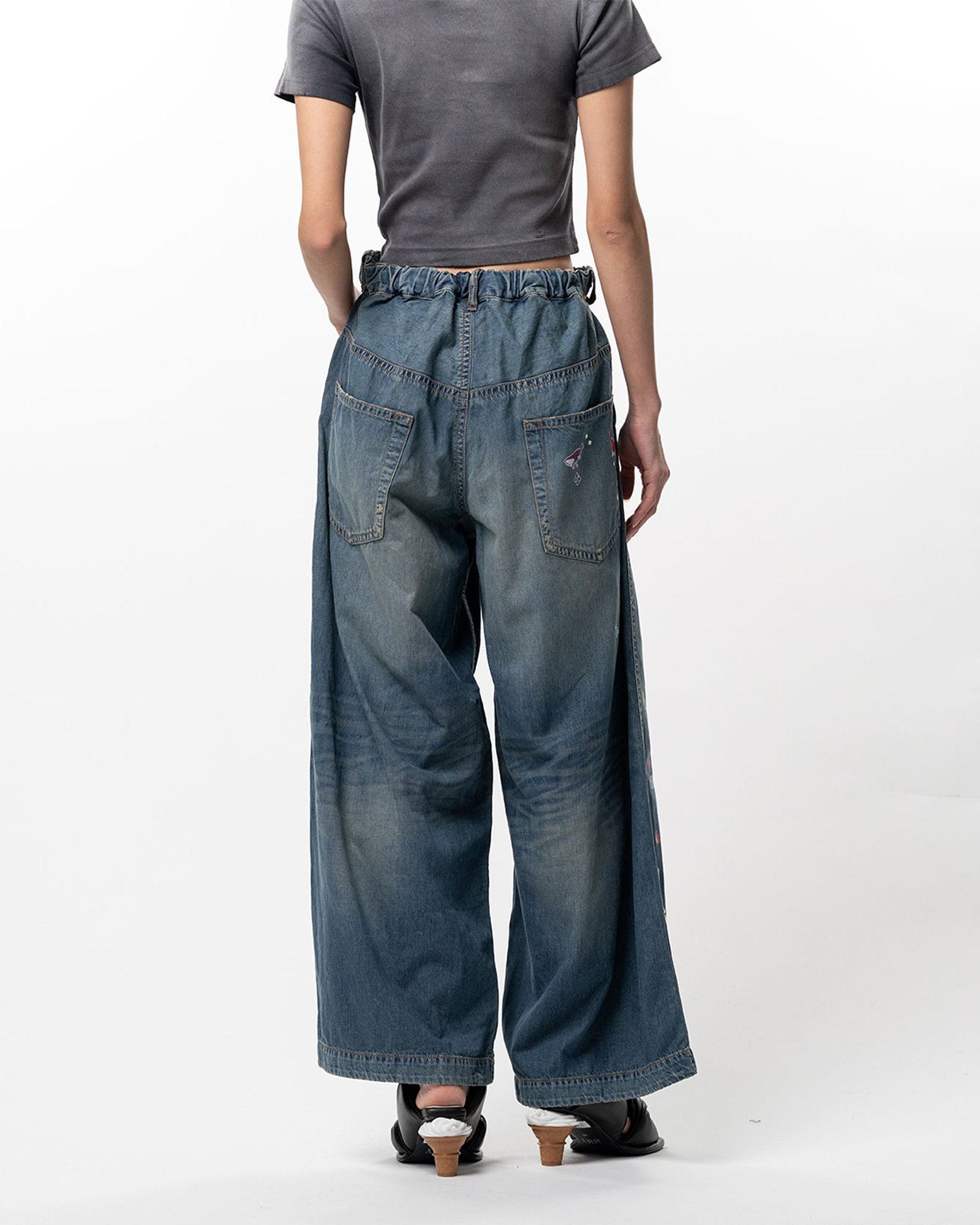 MIHARA YASUHIRO・ミハラヤスヒロ - デニムパンツ DENIM HUGE DETAIL PANTS w KIDS STICKER / INDIGO