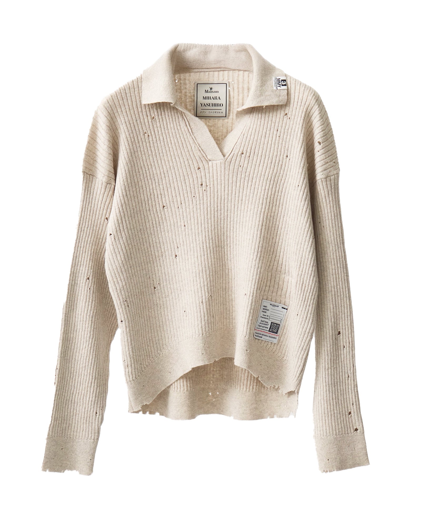 MIHARA YASUHIRO・Yasuhiro Mihara -  "DISTRESSED KNIT PO" / WHITE