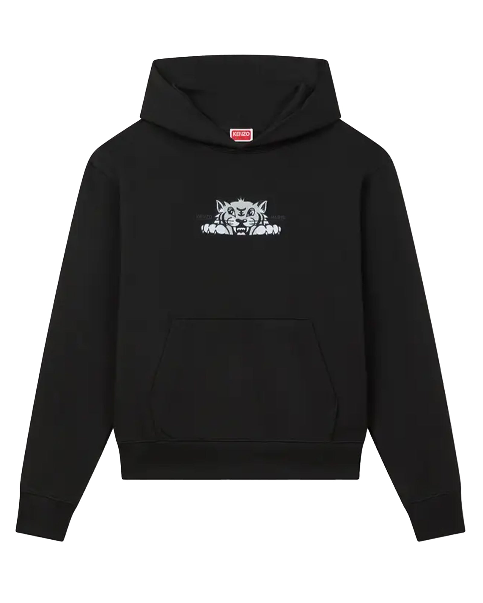 KENZO HAPPY TIGER EMBROIDERED CLASSIC HOODIE / BLACK